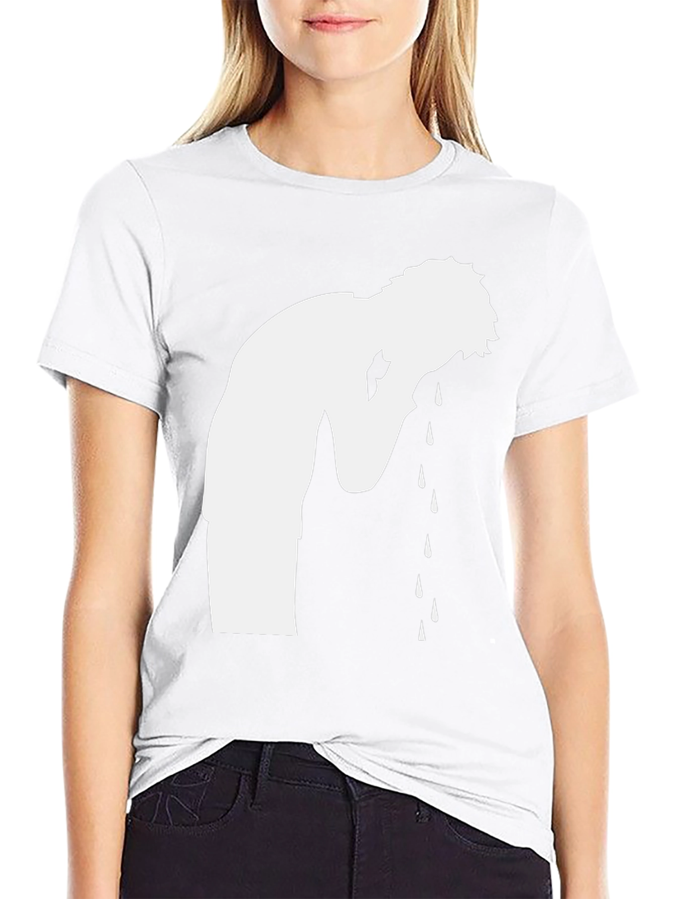 Crying Silhouette Graphic Tee - Black