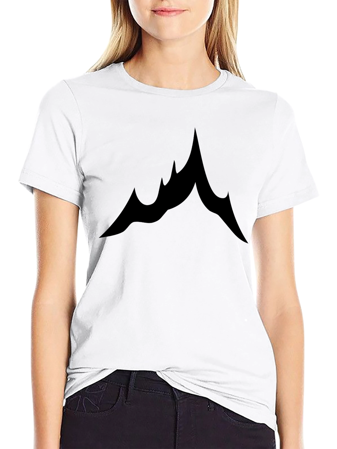 Mens Black Graphic Tee - Abstract Mountain Design