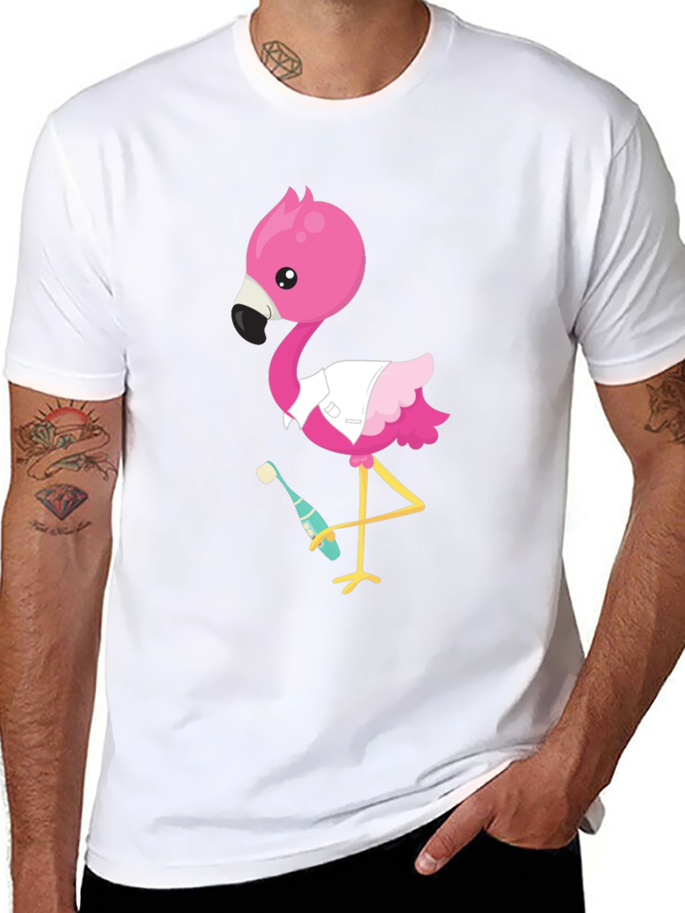 Flamingo Dentist T-Shirt - Funny Cartoon Tee