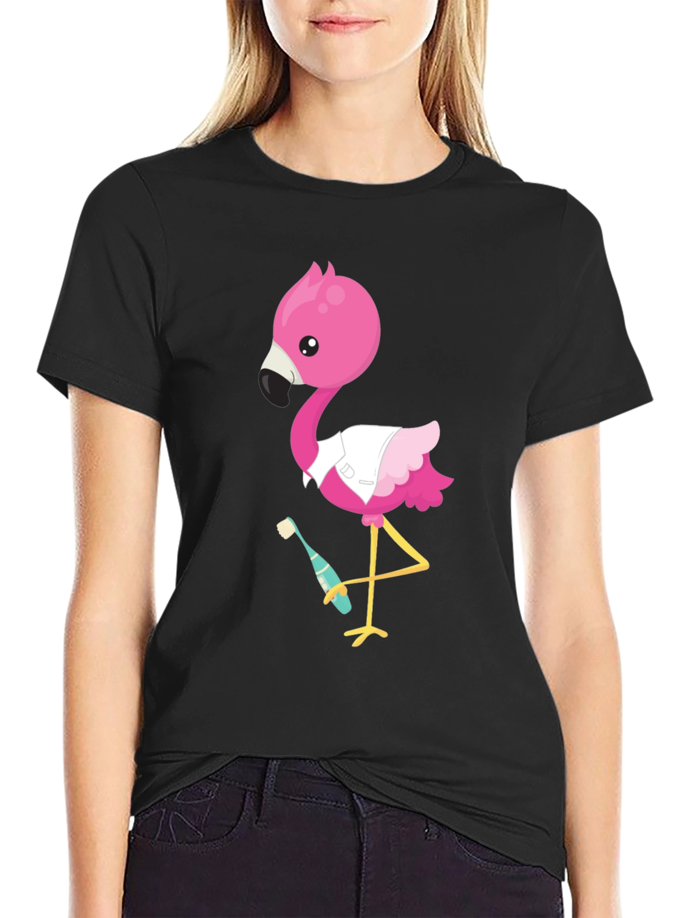 Flamingo Dentist T-Shirt - Funny Cartoon Tee