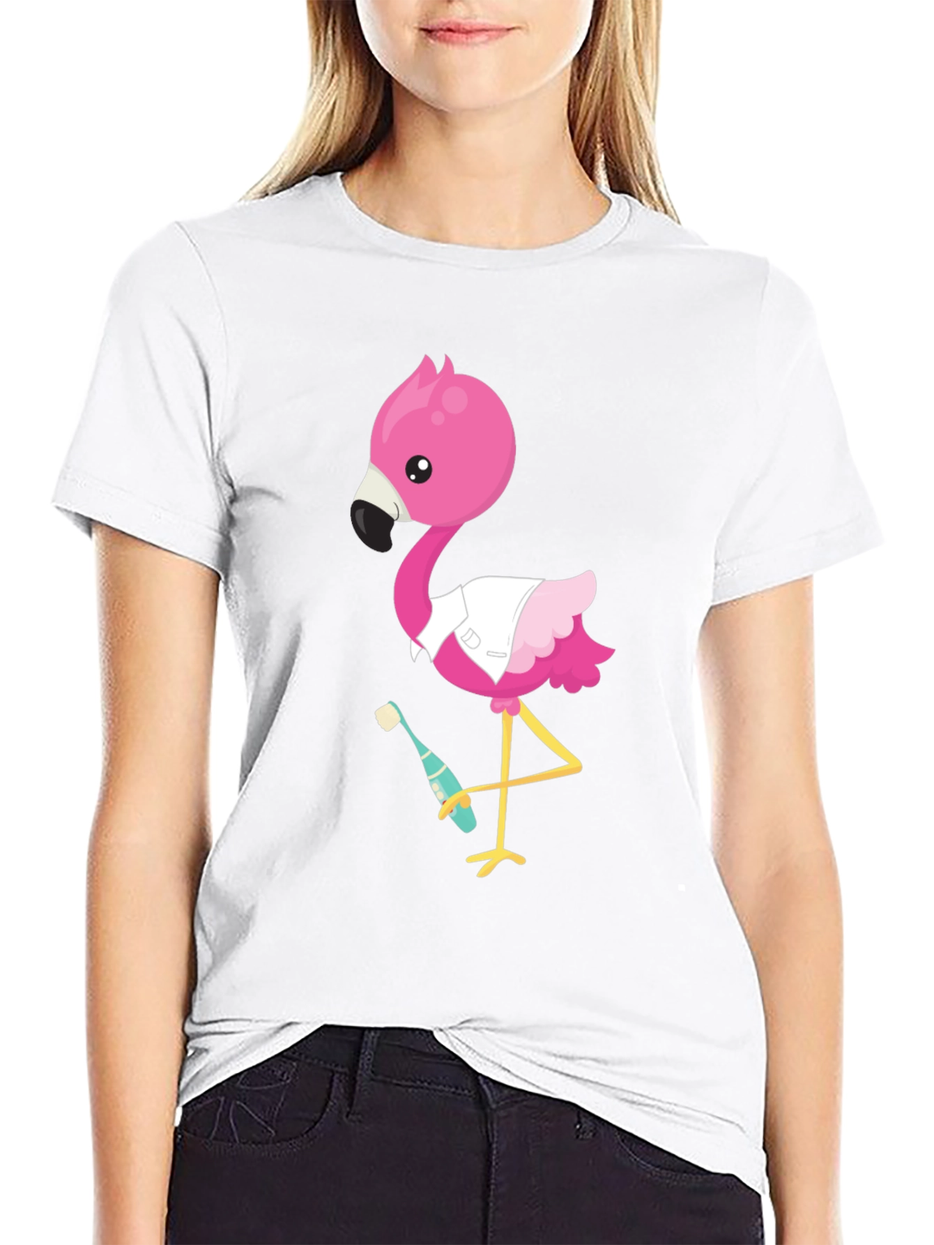 Flamingo Dentist T-Shirt - Funny Cartoon Tee