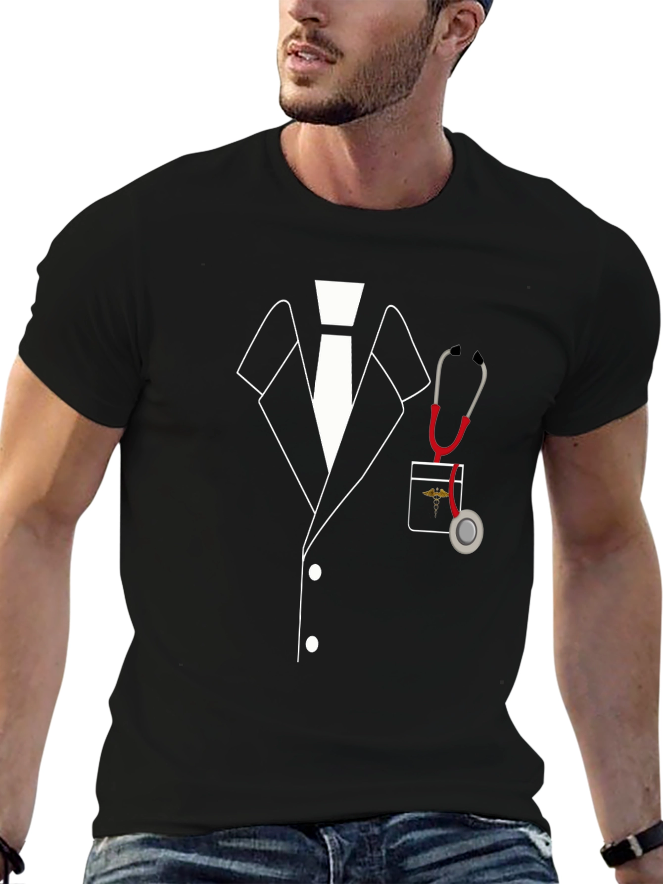 Doctor Costume T-Shirt - Black Novelty Tee