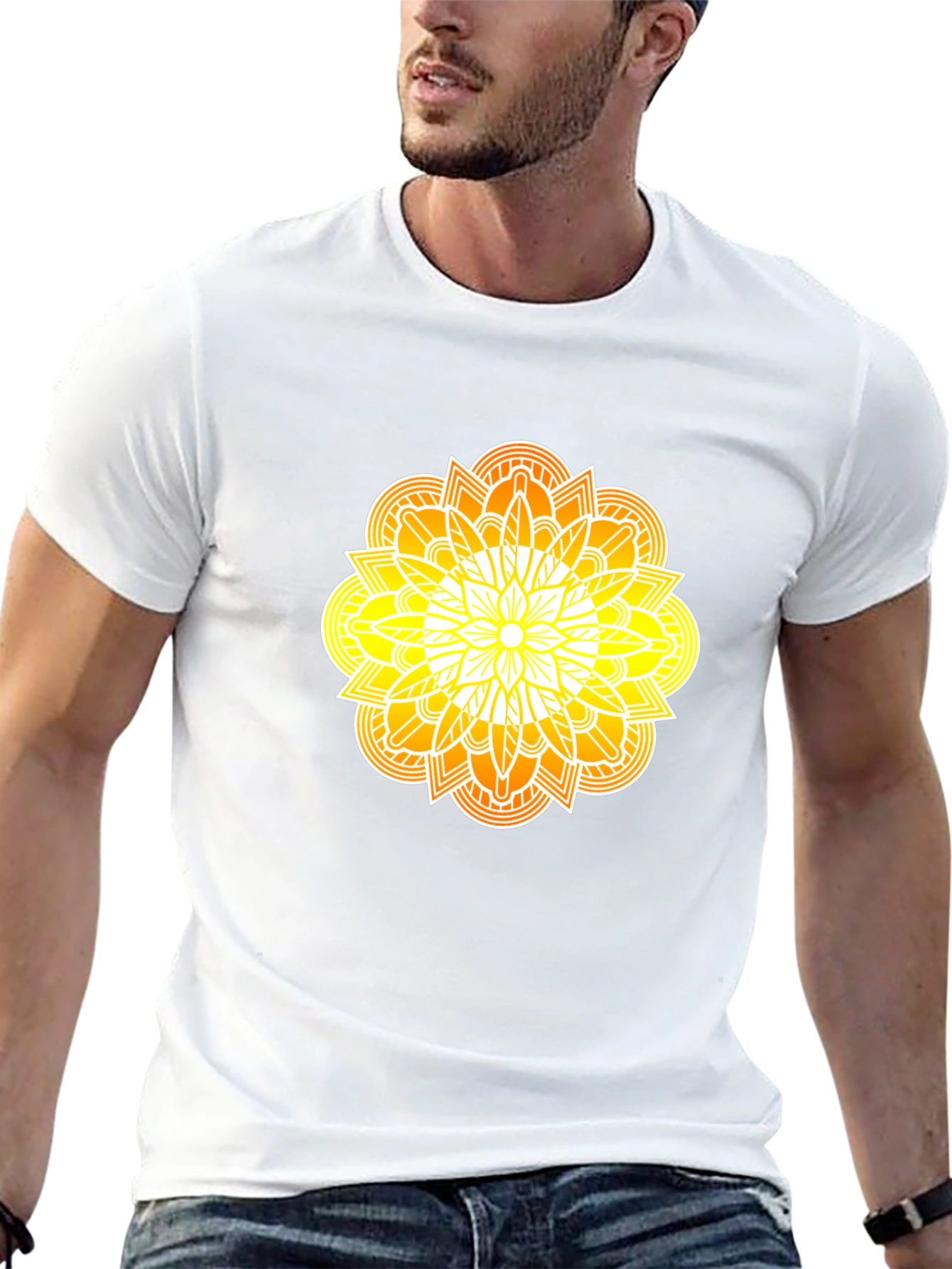 Radiant Mandala Graphic Black Tee
