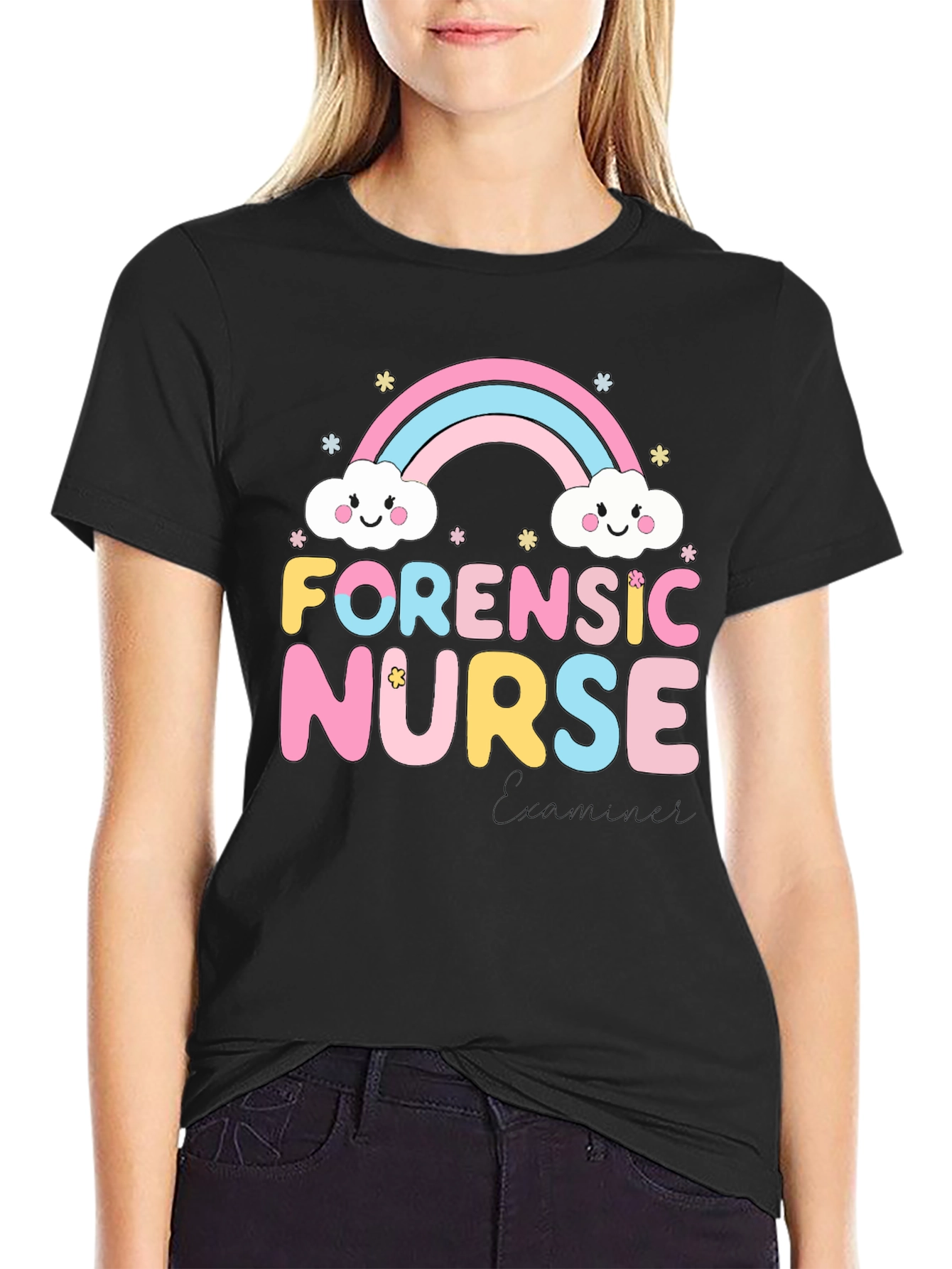 Forensic Nurse T-Shirt Rainbow Design Cute