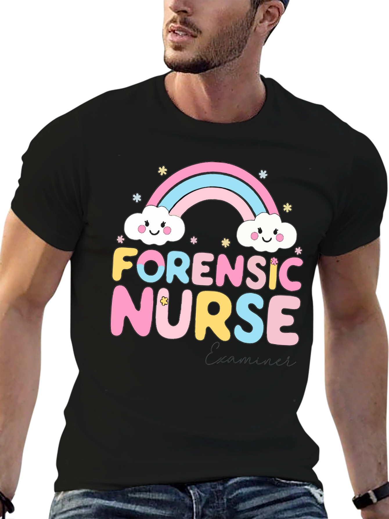 Forensic Nurse T-Shirt Rainbow Design Cute