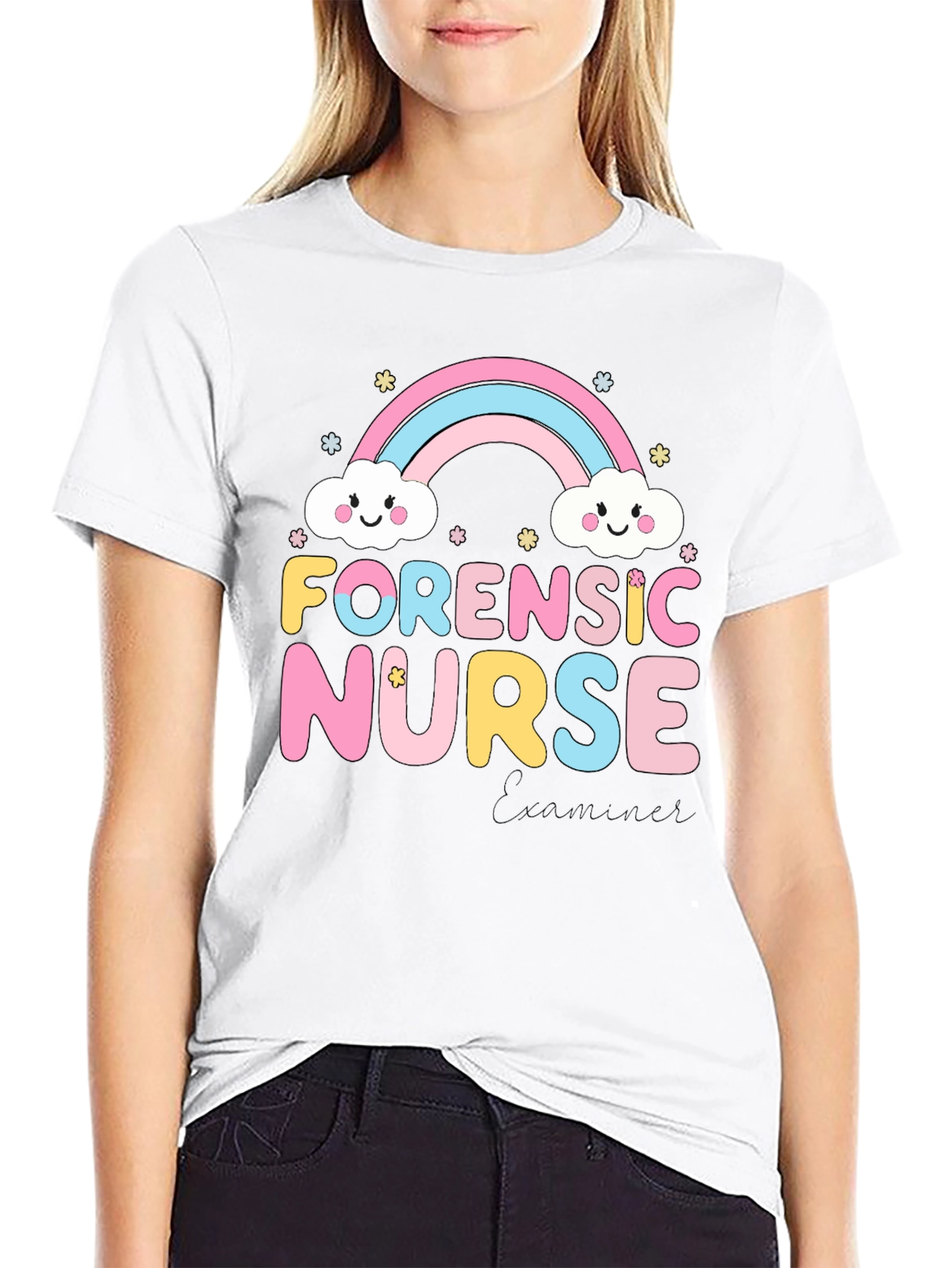 Forensic Nurse T-Shirt Rainbow Design Cute