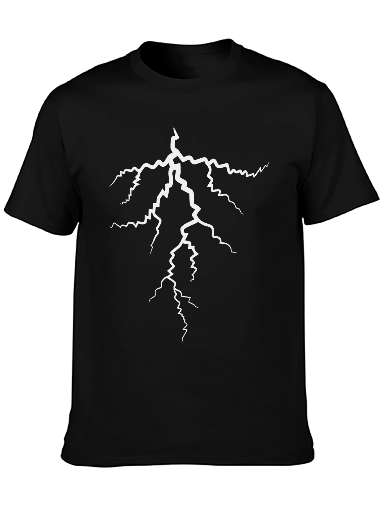 Lightning Bolt Graphic Tee - Bold Black Cotton T-Shirt