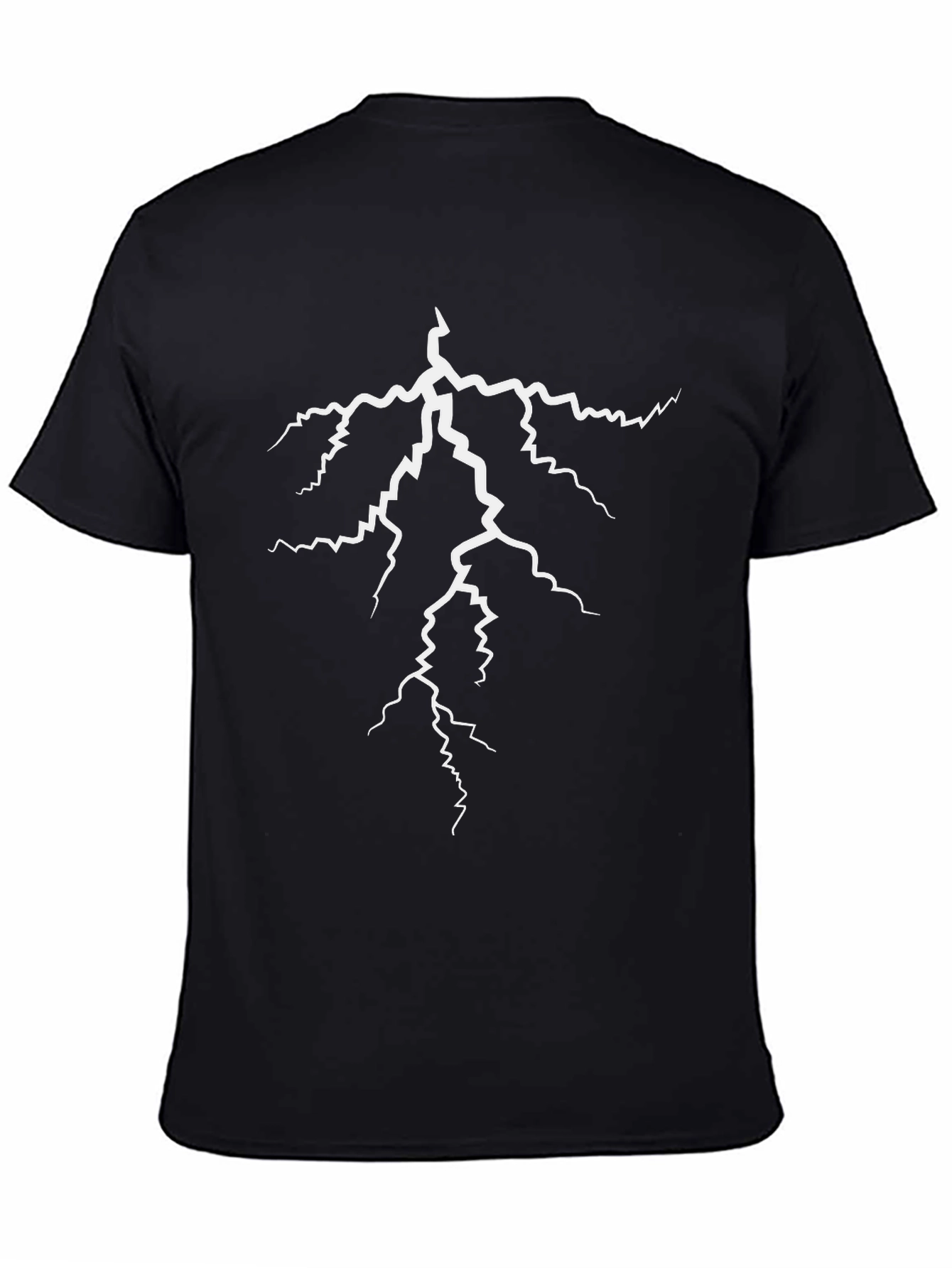 Lightning Bolt Graphic Tee - Bold Black Cotton T-Shirt