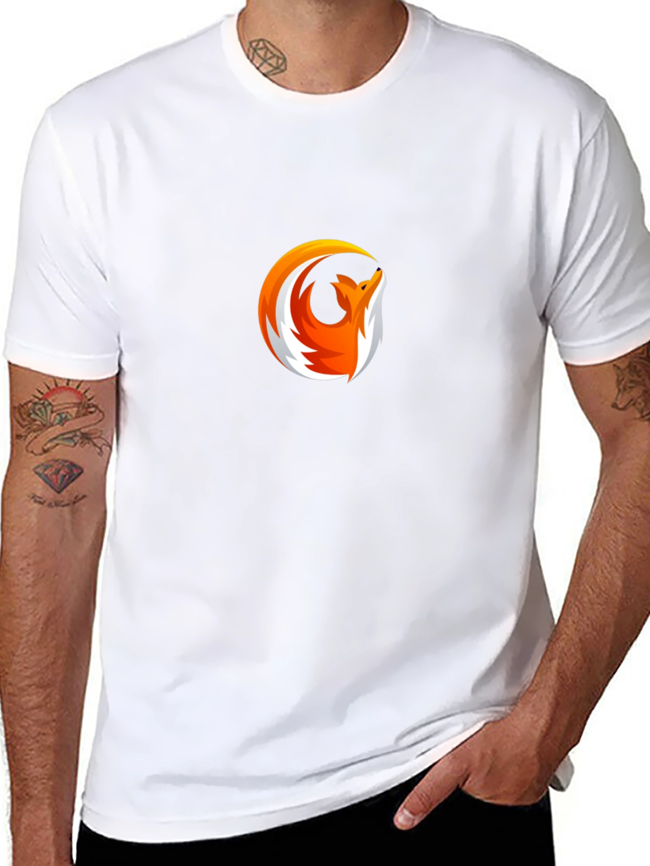 Modern Fox Logo Black T-Shirt