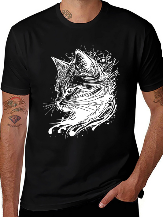 Cool Cat Graphic Tee - Black Cotton T-Shirt