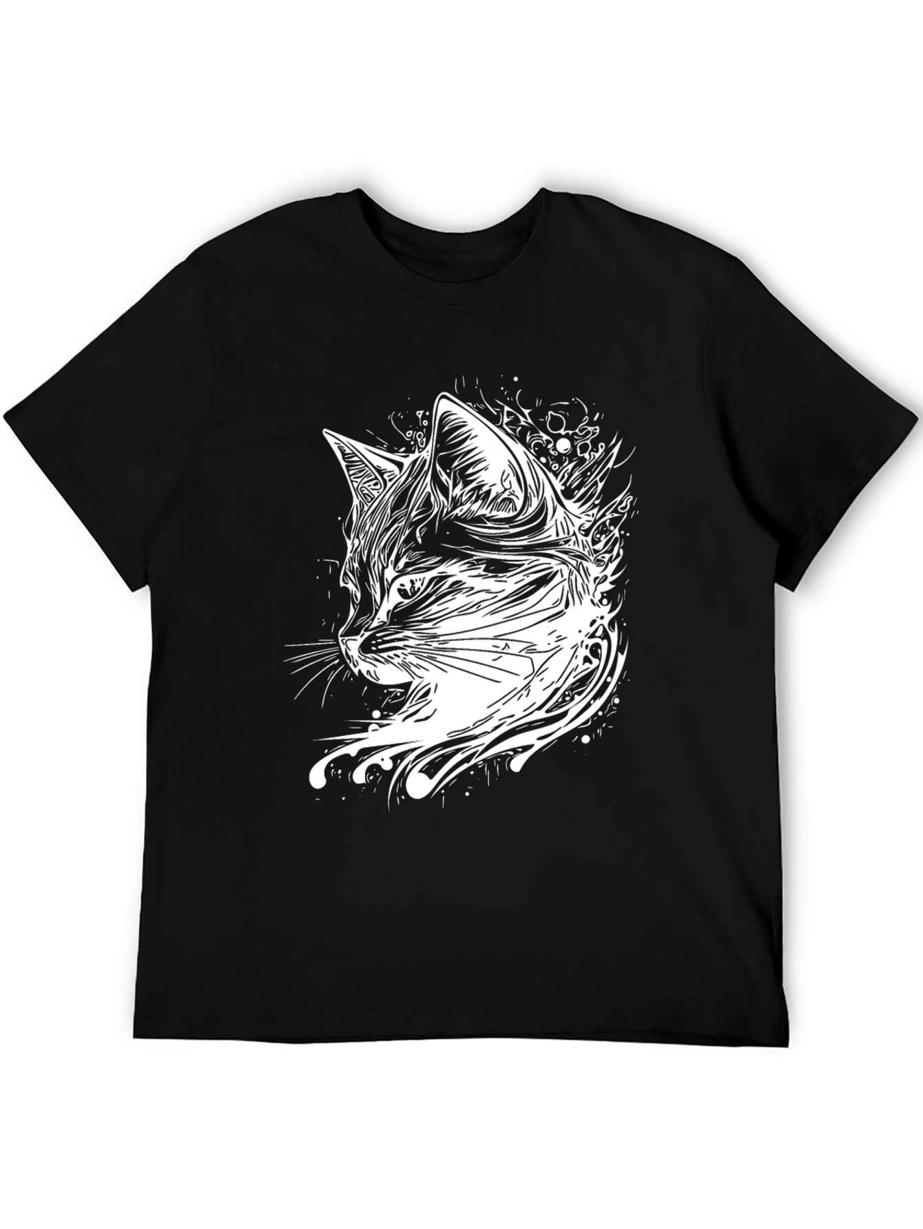 Cool Cat Graphic Tee - Black Cotton T-Shirt
