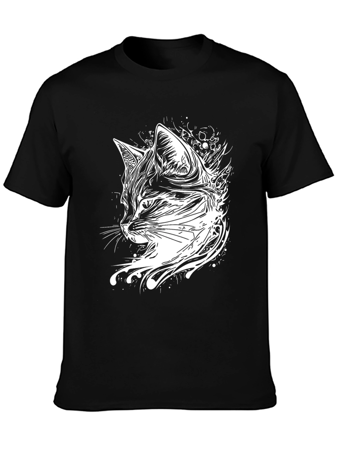 Cool Cat Graphic Tee - Black Cotton T-Shirt