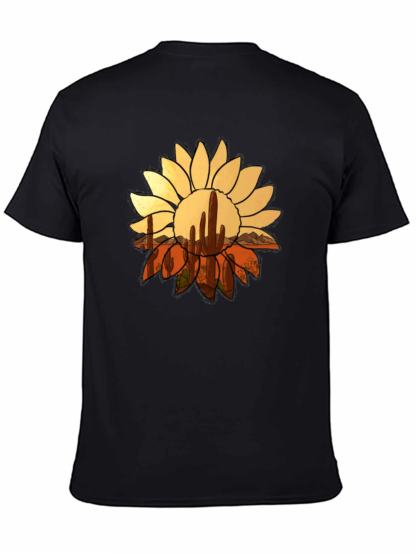 Desert Sunflower Graphic Tee - Black Casual T-Shirt