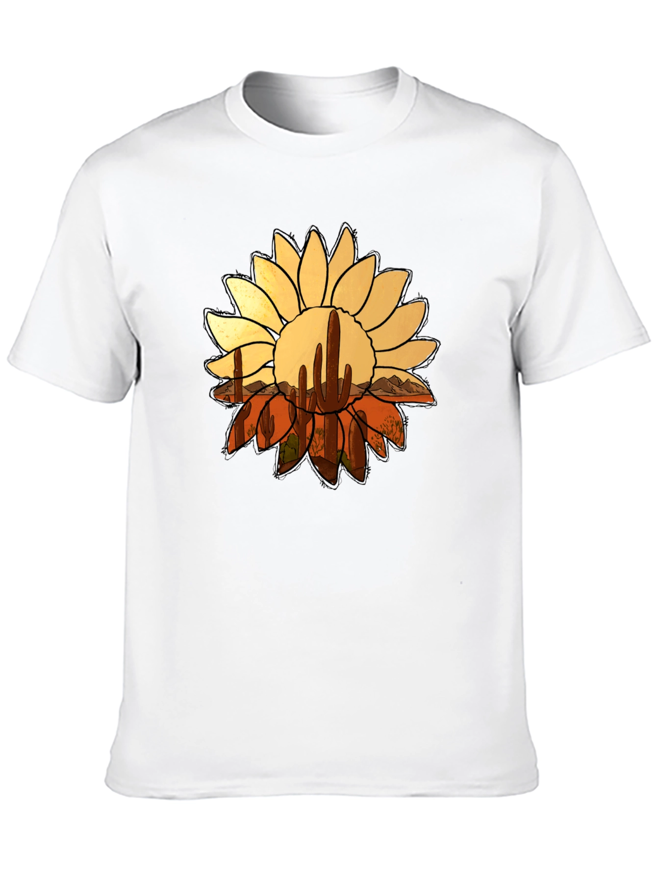 Desert Sunflower Graphic Tee - Black Casual T-Shirt