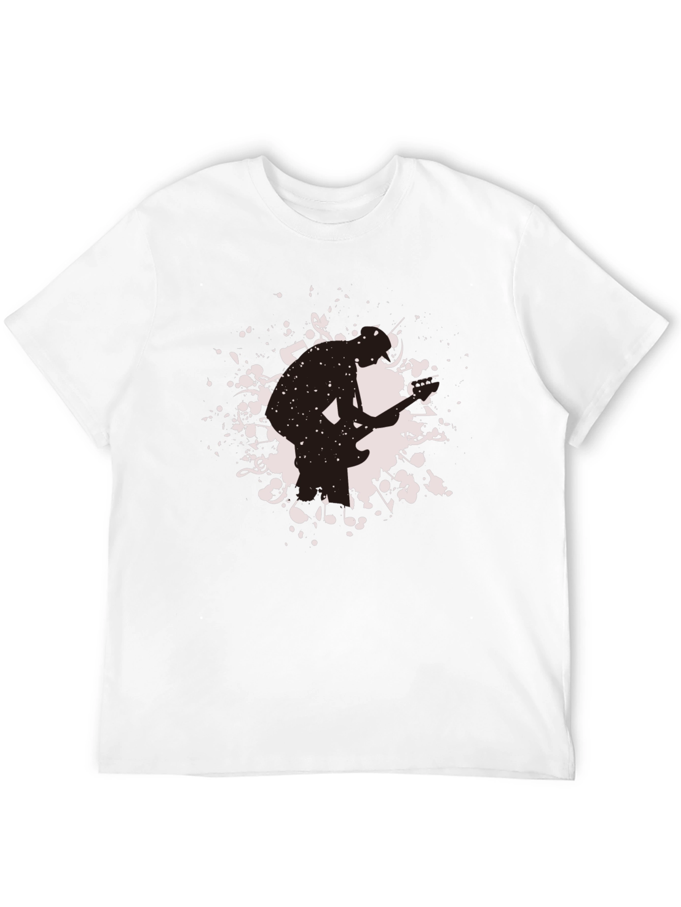 Mens Black Graphic T-Shirt - Guitarist Silhouette