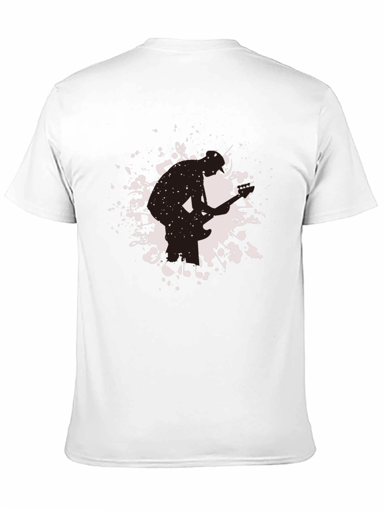 Mens Black Graphic T-Shirt - Guitarist Silhouette