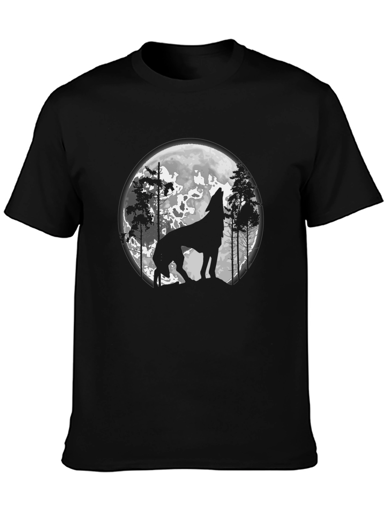 Wolf Moon Graphic Tee - Black Cotton Blend