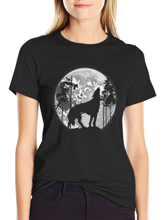 Wolf Moon Graphic Tee - Black Cotton Blend