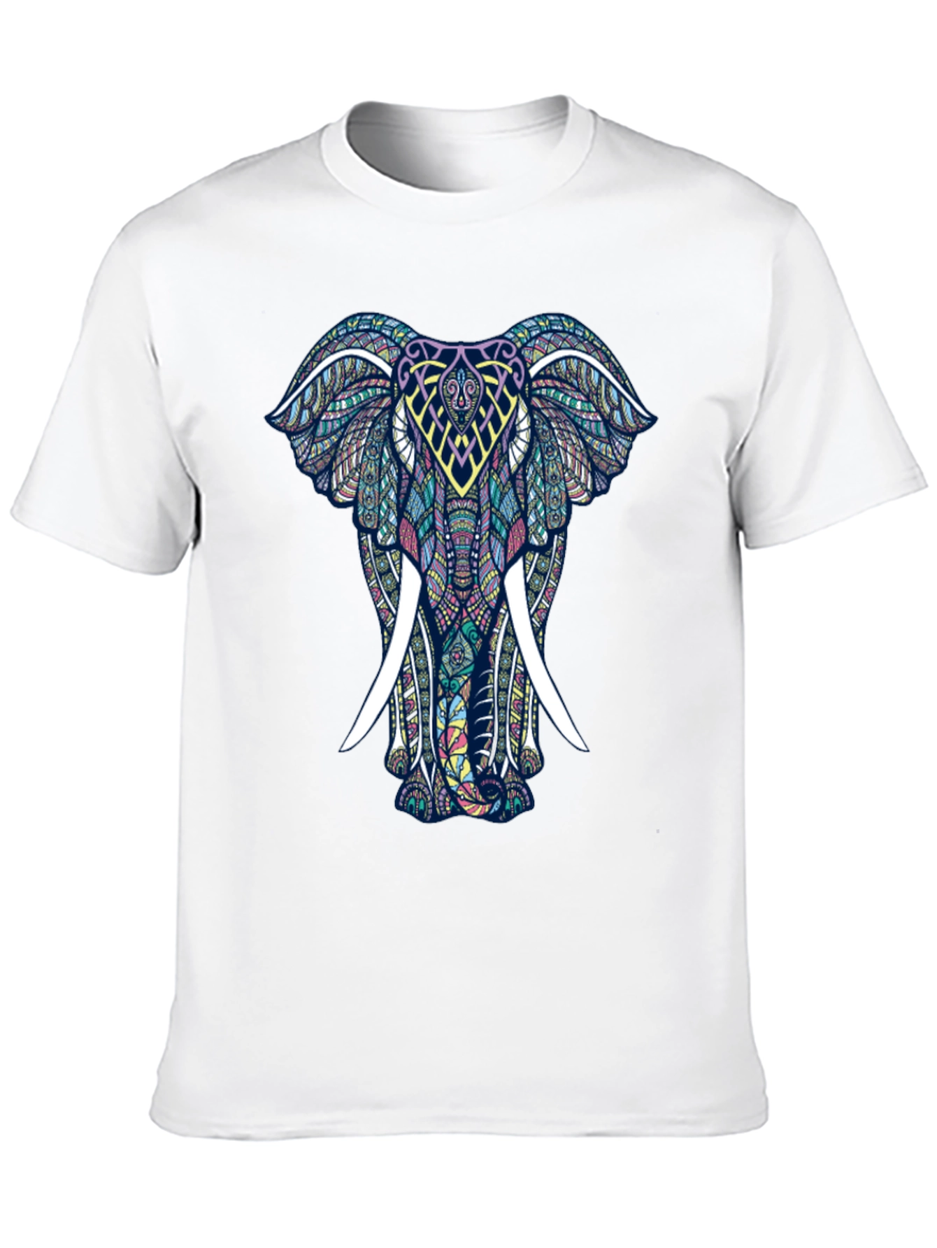 Mens Black T-Shirt with Elephant Graphic Print