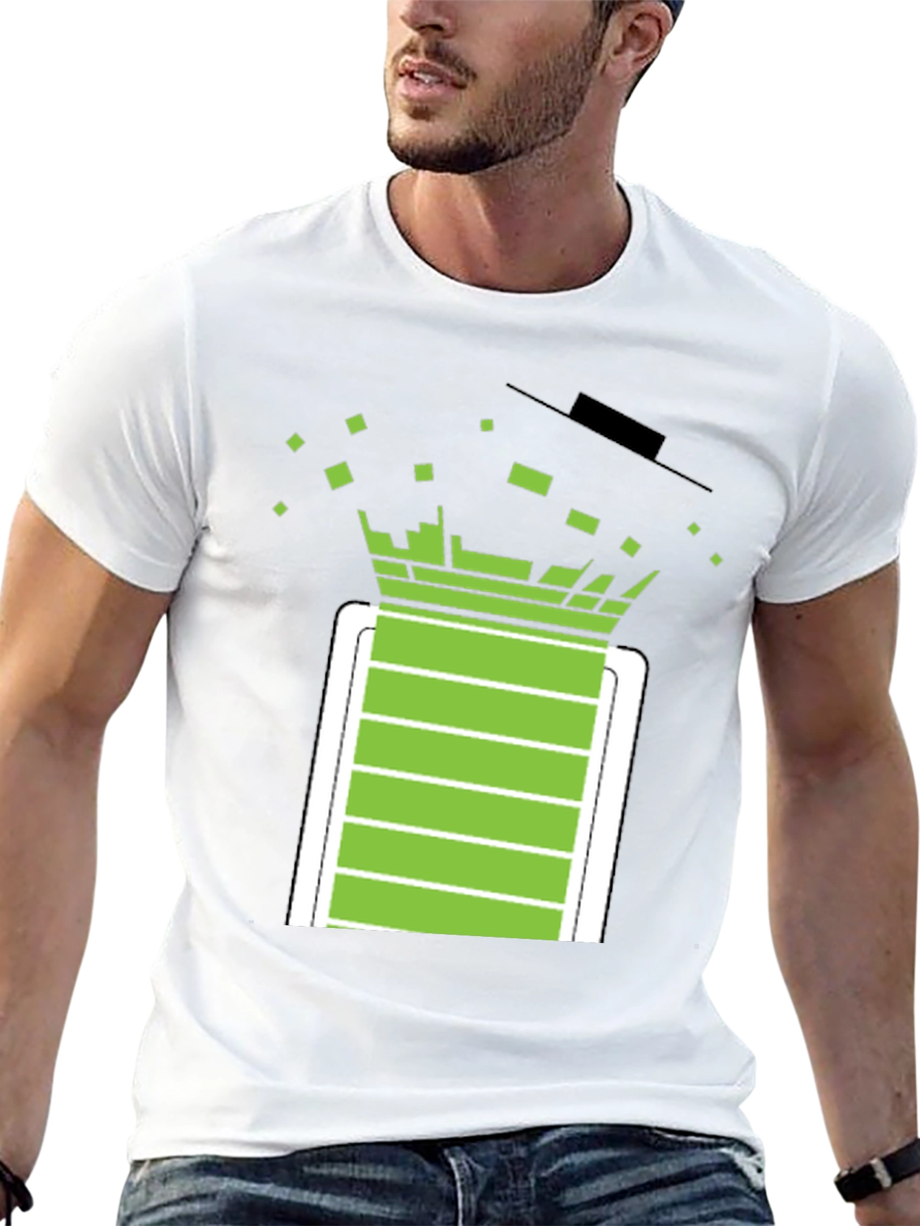 Pixelated Battery T-Shirt - Black Graphic Tee