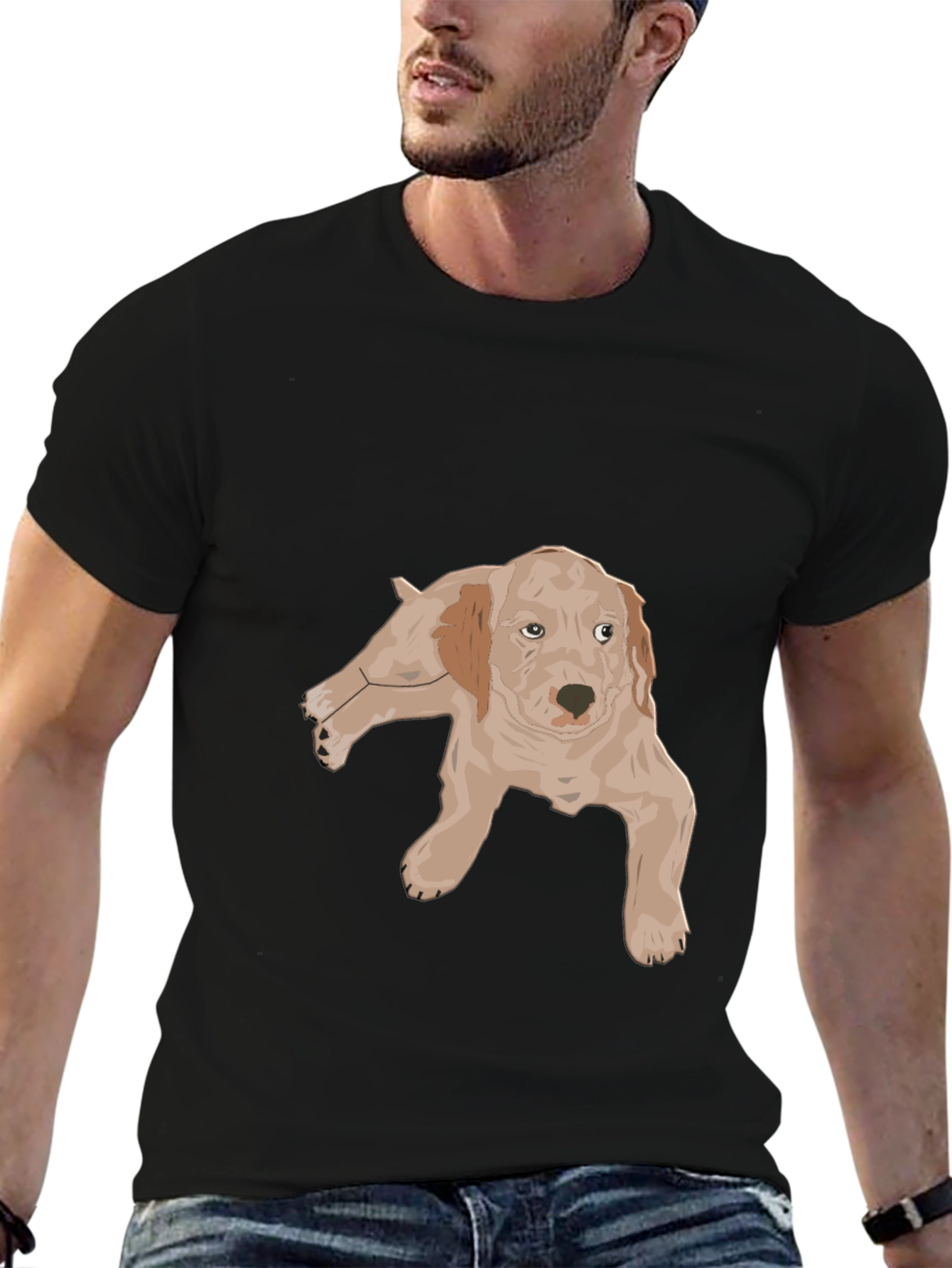 Dog Graphic Black T-Shirt - Unisex Casual Tee