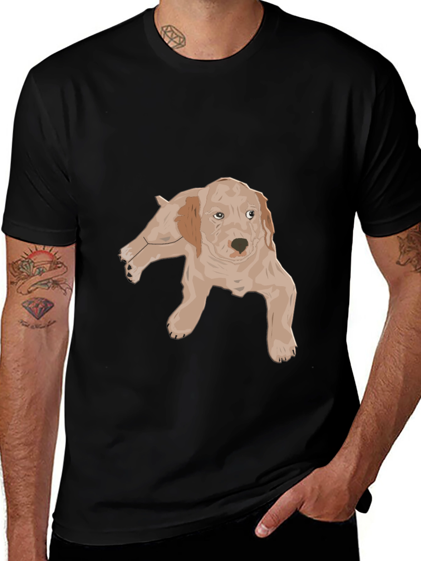 Dog Graphic Black T-Shirt - Unisex Casual Tee