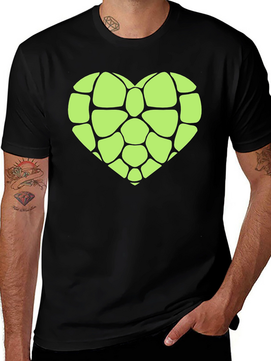 Stone Heart Graphic Tee - Black Cotton Blend Casual T-Shirt