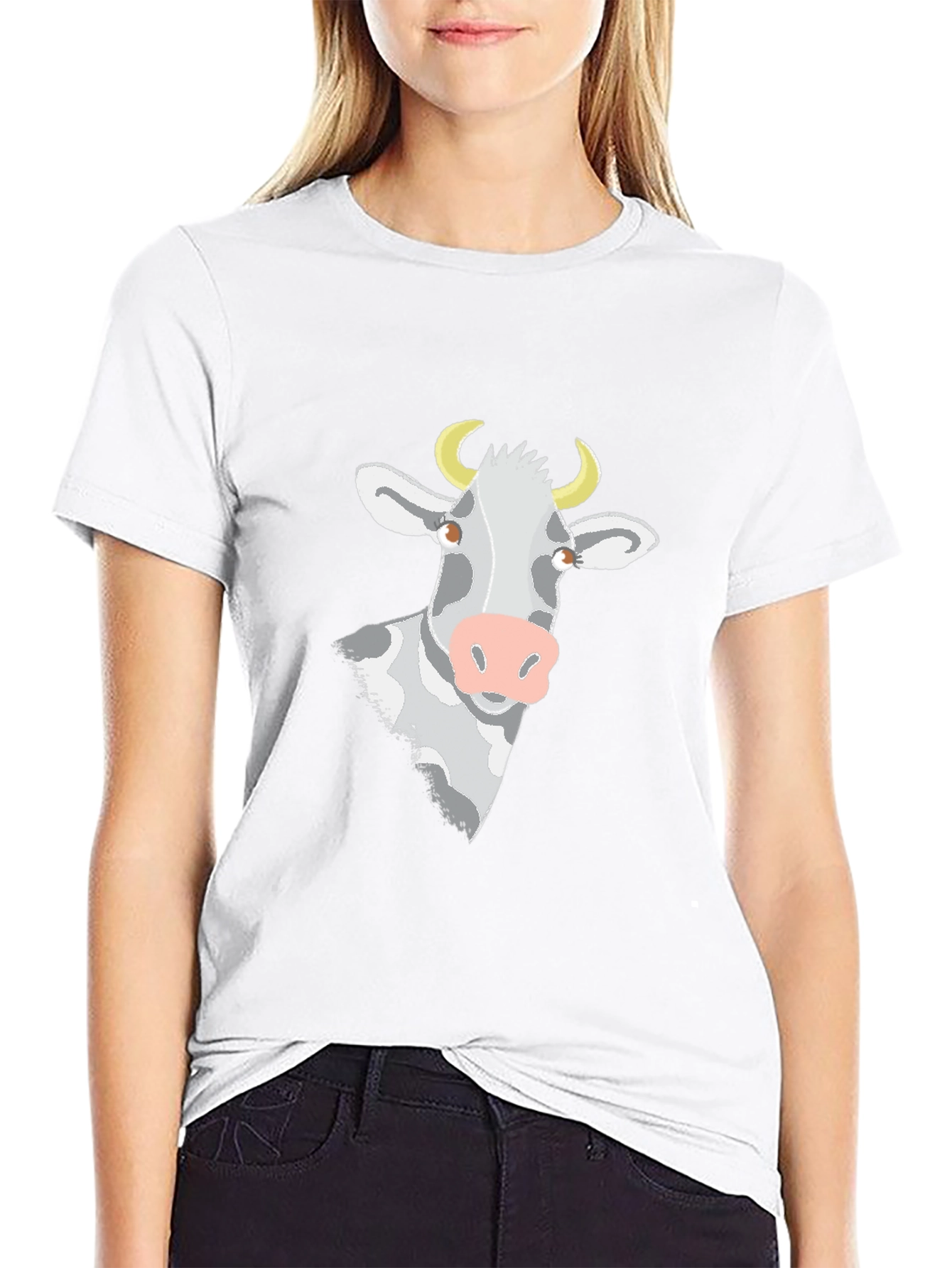 Cow Graphic T-Shirt - Black Short Sleeve