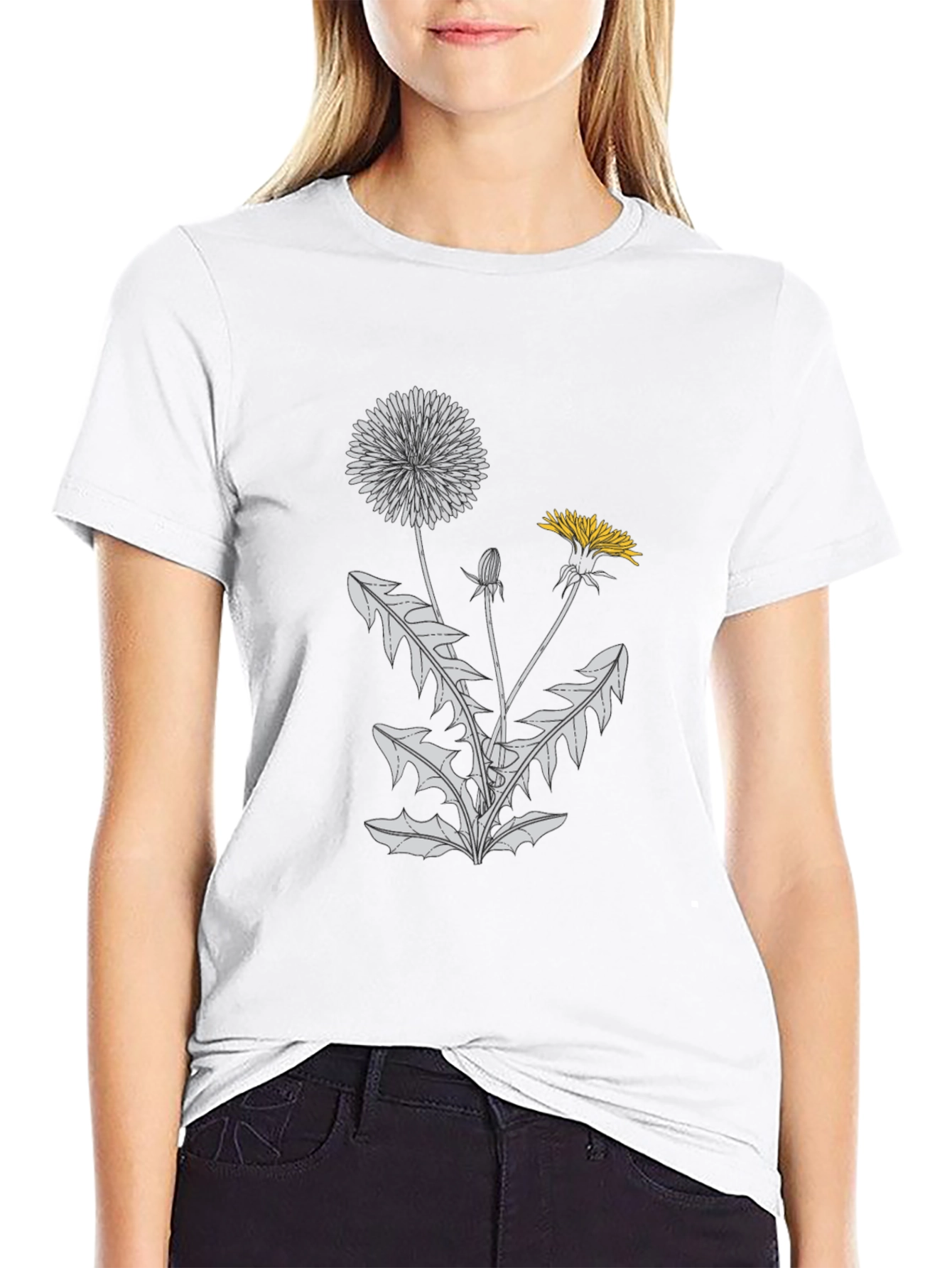 Dandelion Graphic Tee - Black Cotton Comfort