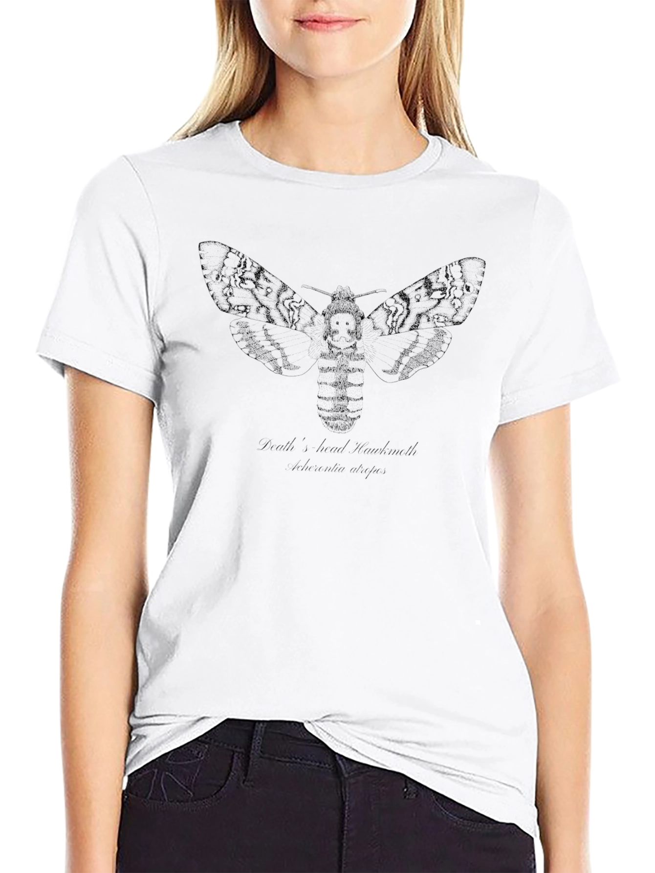 Black Graphic Tee - Deaths-head Hawkmoth Design