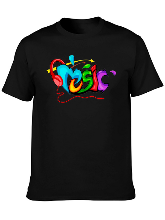 Colorful Music Graphic Print Mens T-Shirt