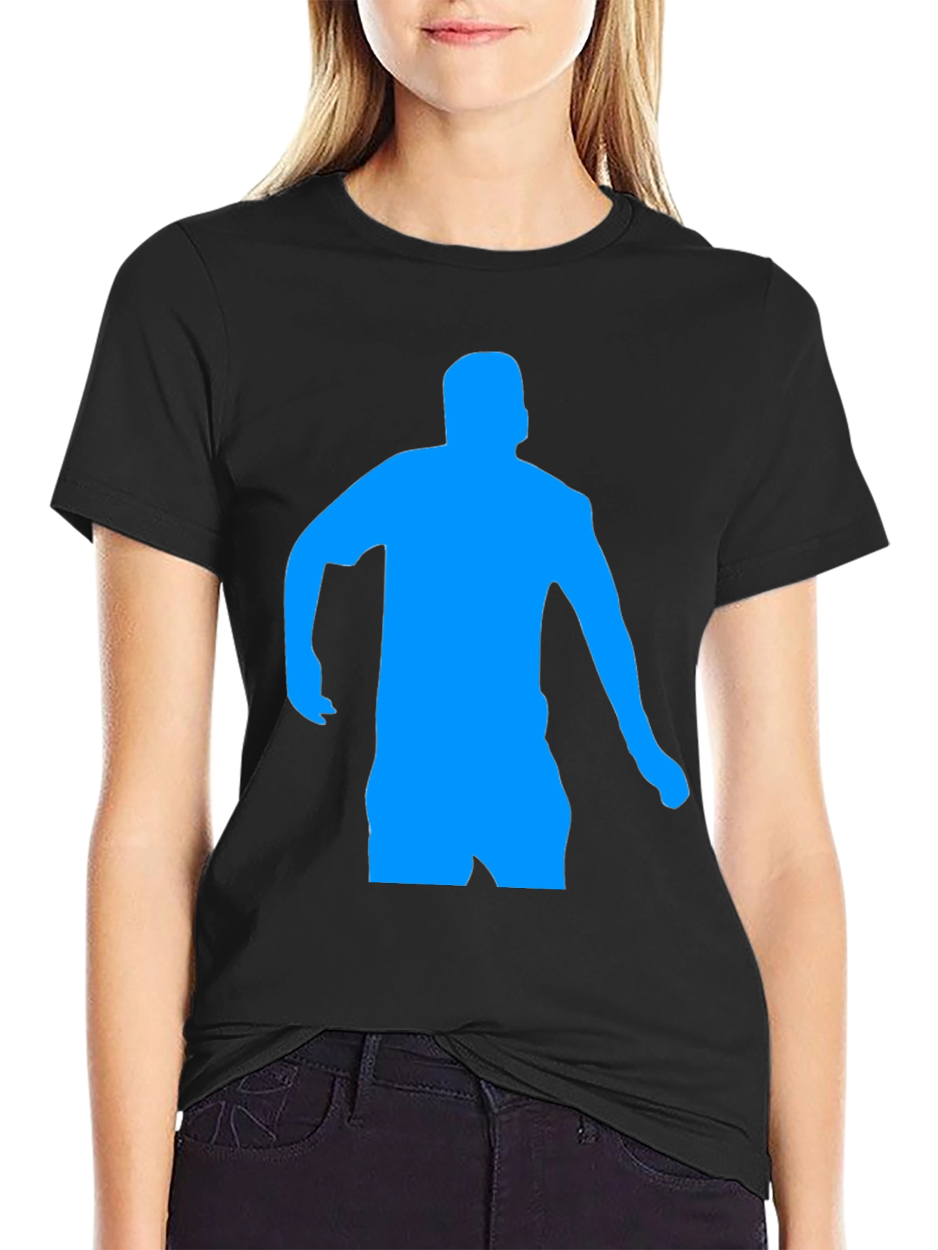 Mens Black T-Shirt with Blue Silhouette