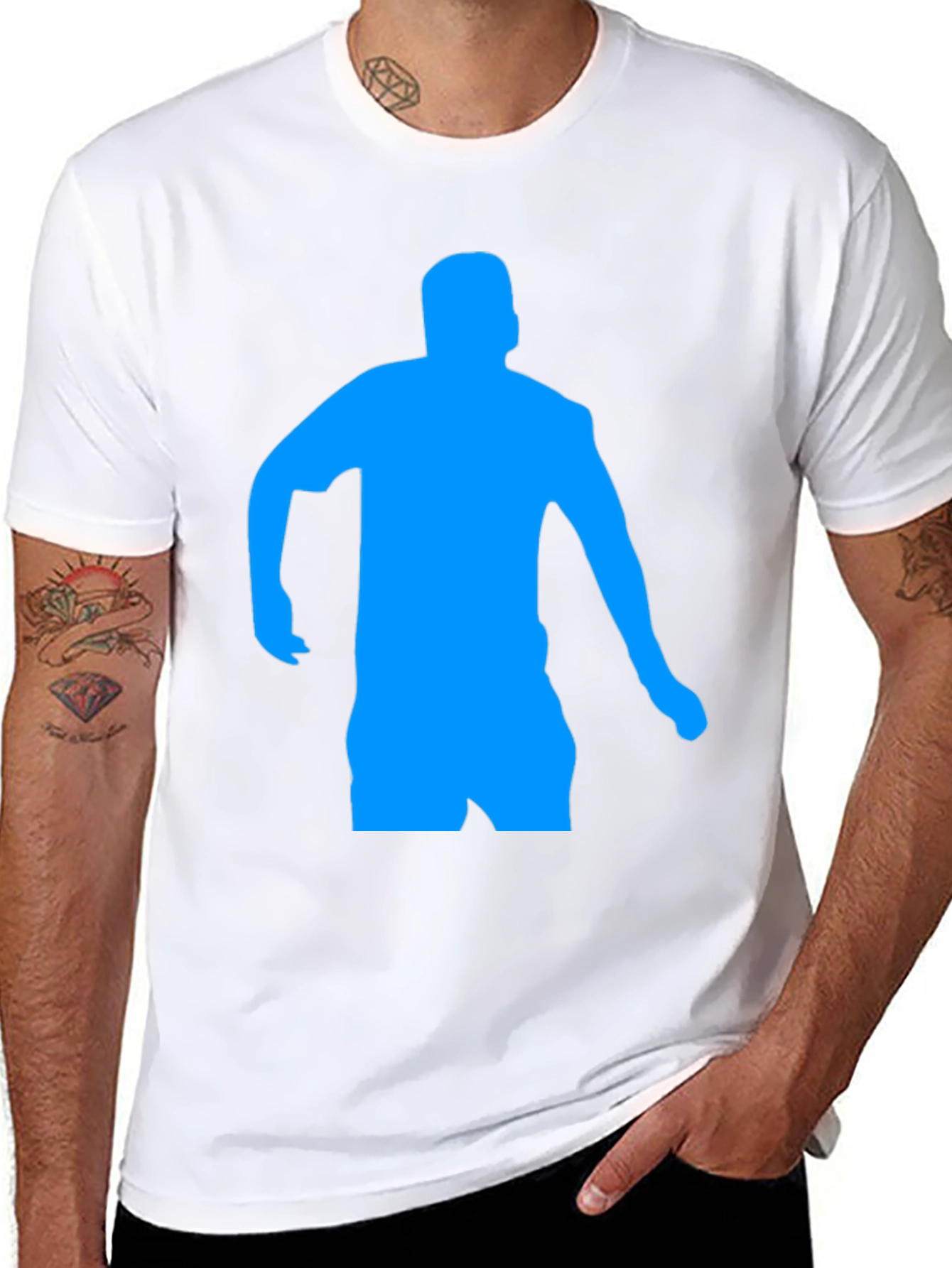 Mens Black T-Shirt with Blue Silhouette