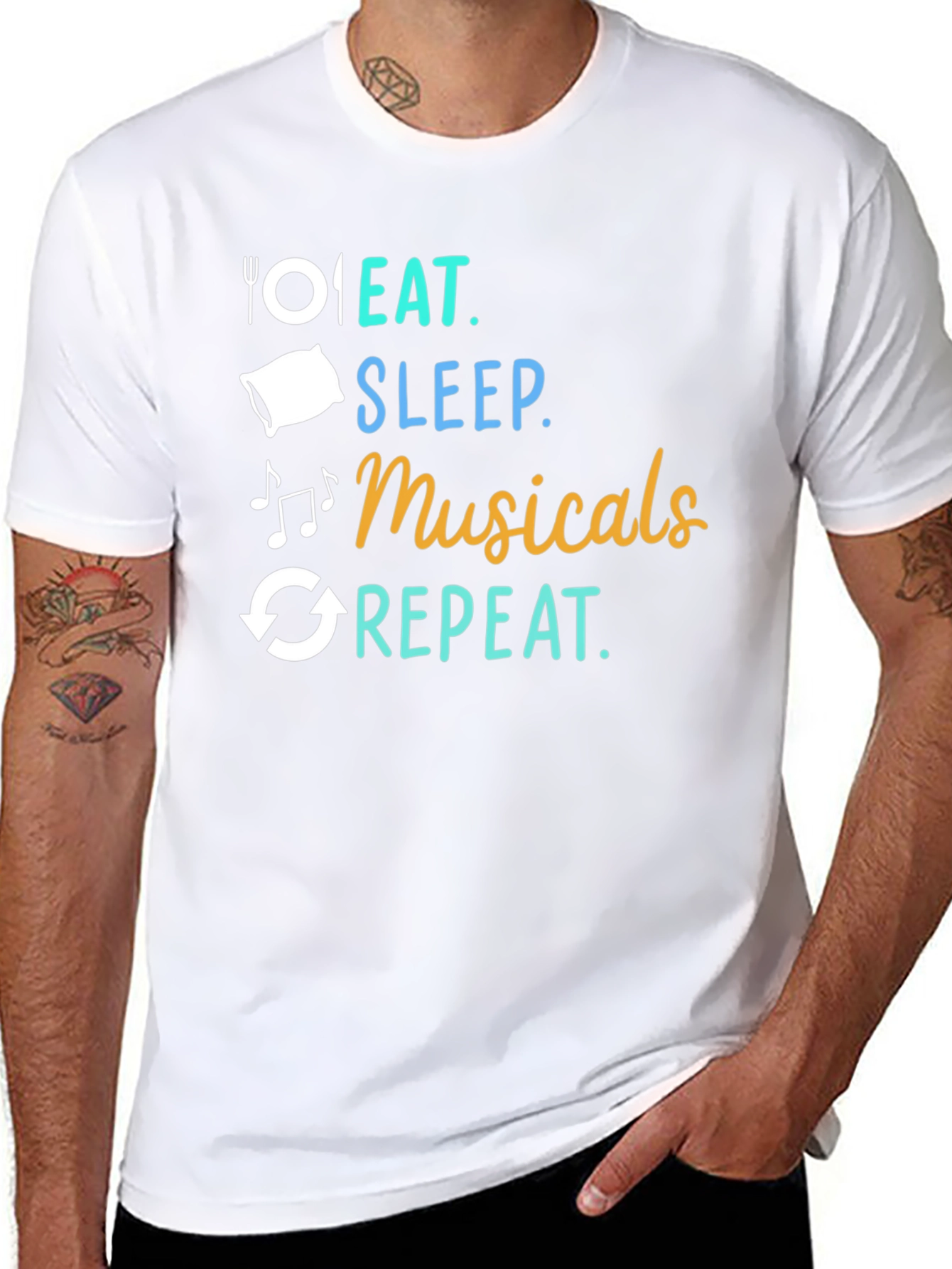 Eat Sleep Musicals Repeat Black T-Shirt