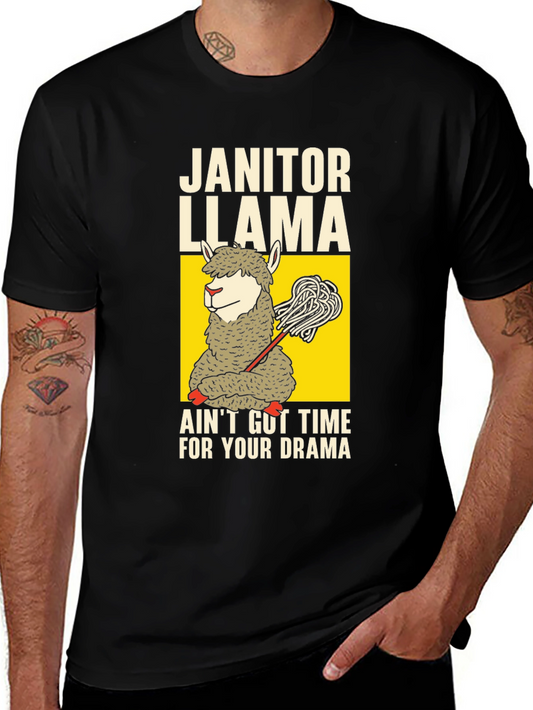 Janitor Llama T-Shirt - No Time For Drama