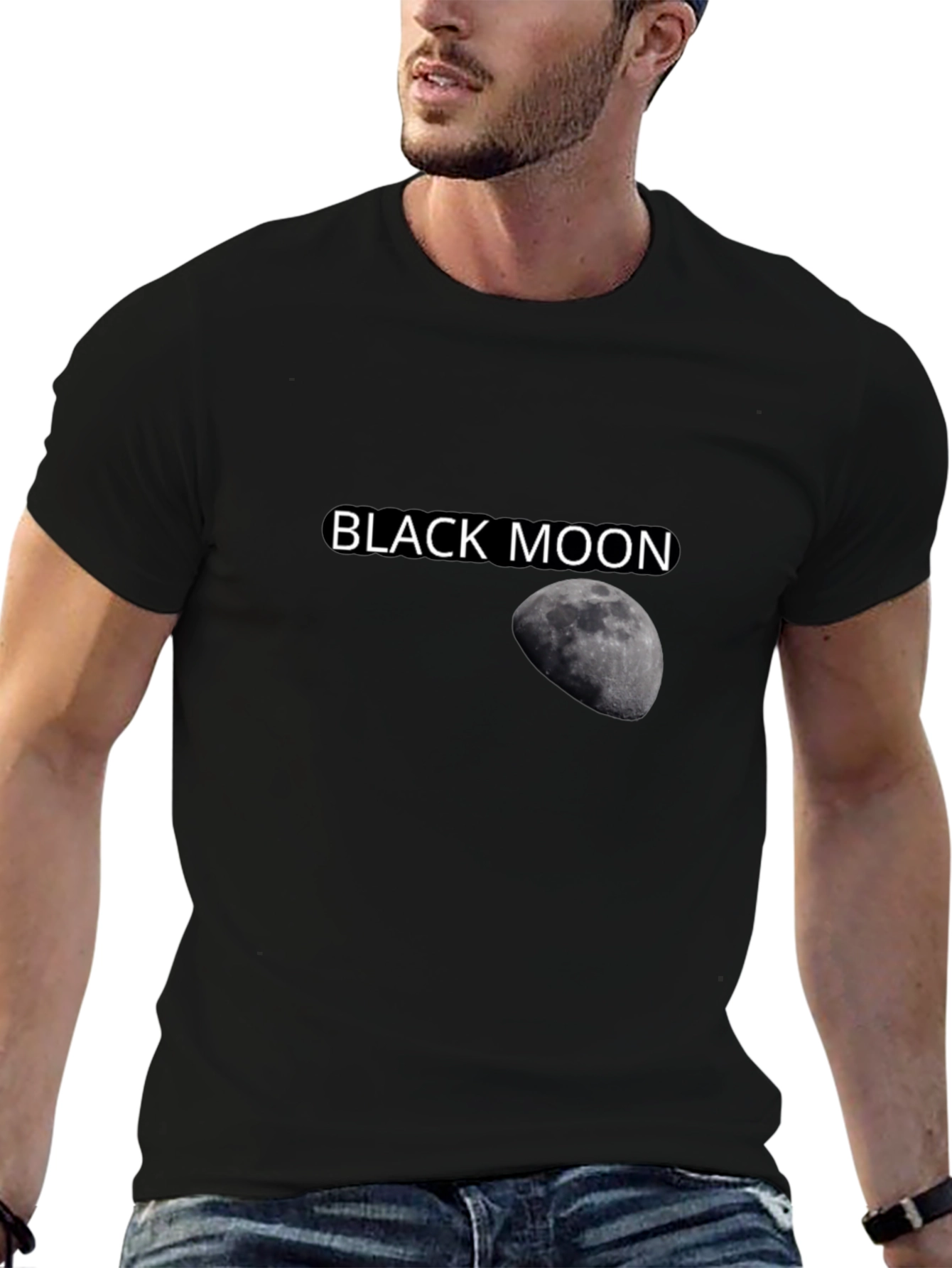Black Moon Graphic Tee - Stylish Cotton T-Shirt