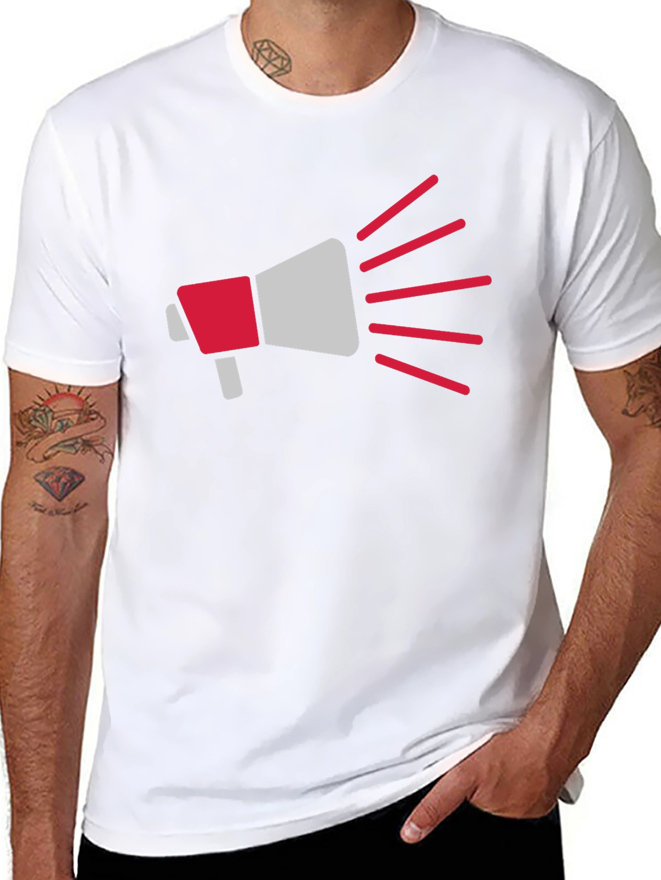 Megaphone Graphic Tee - Black Cotton T-Shirt