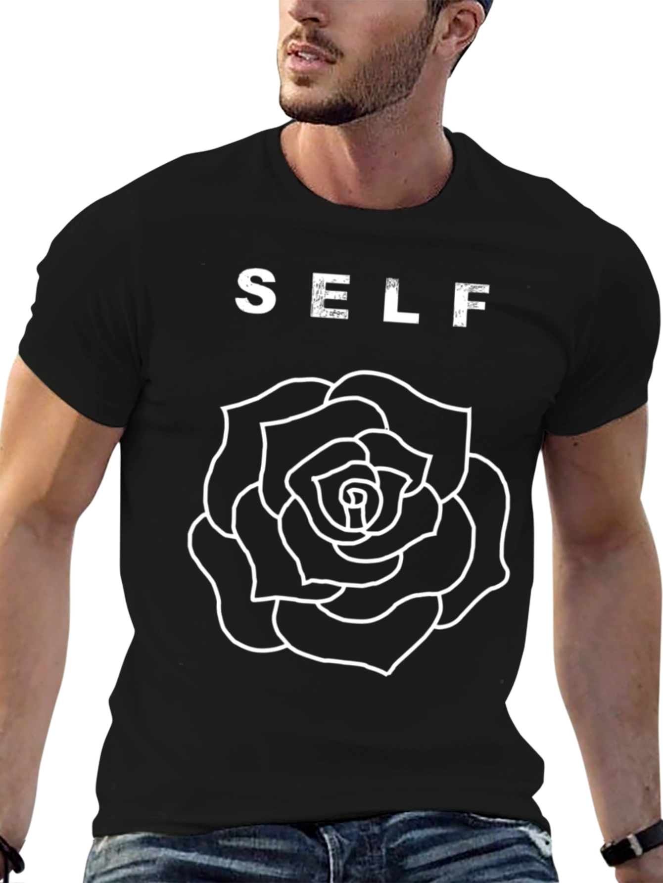 Self Love Rose Graphic Tee - Black