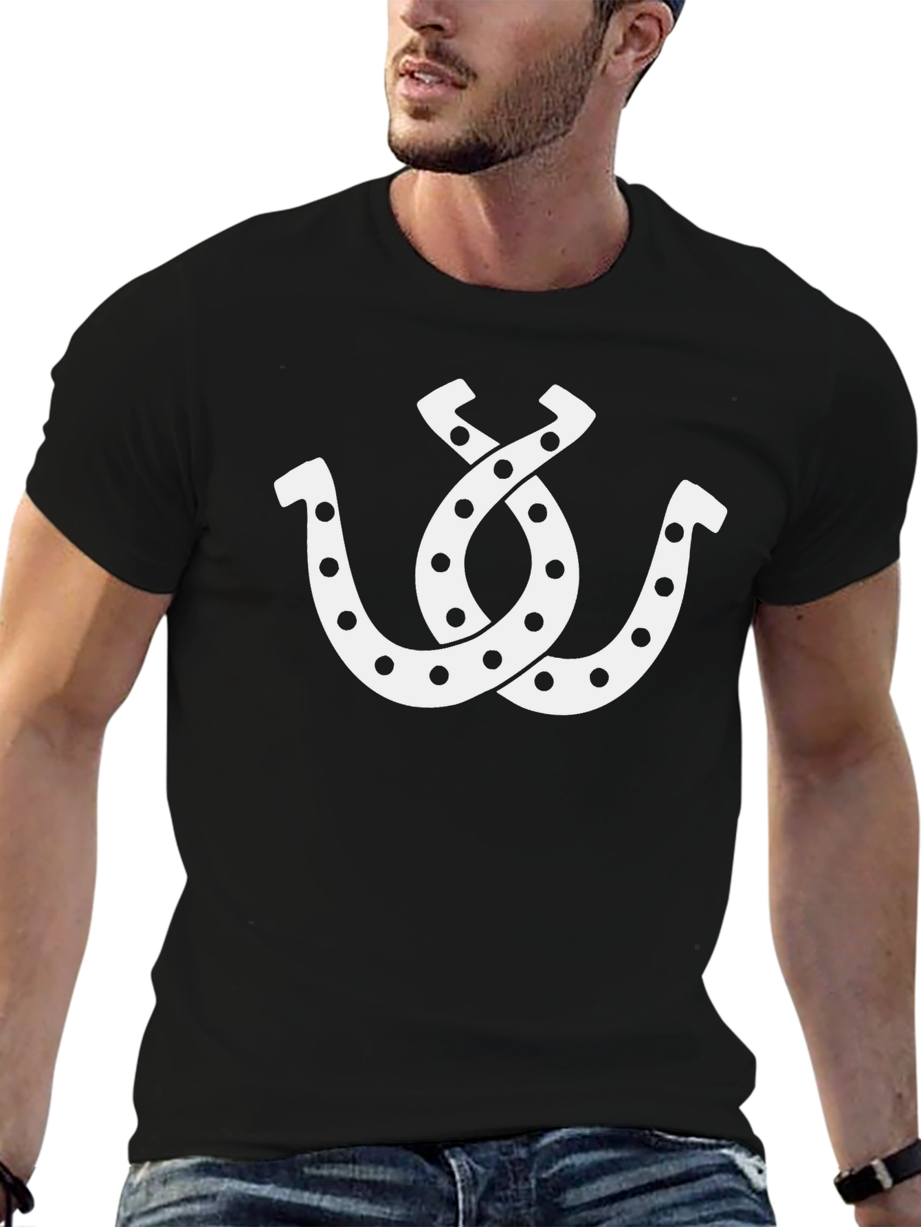 Lucky Horseshoe Graphic Tee - Mens Black T-Shirt