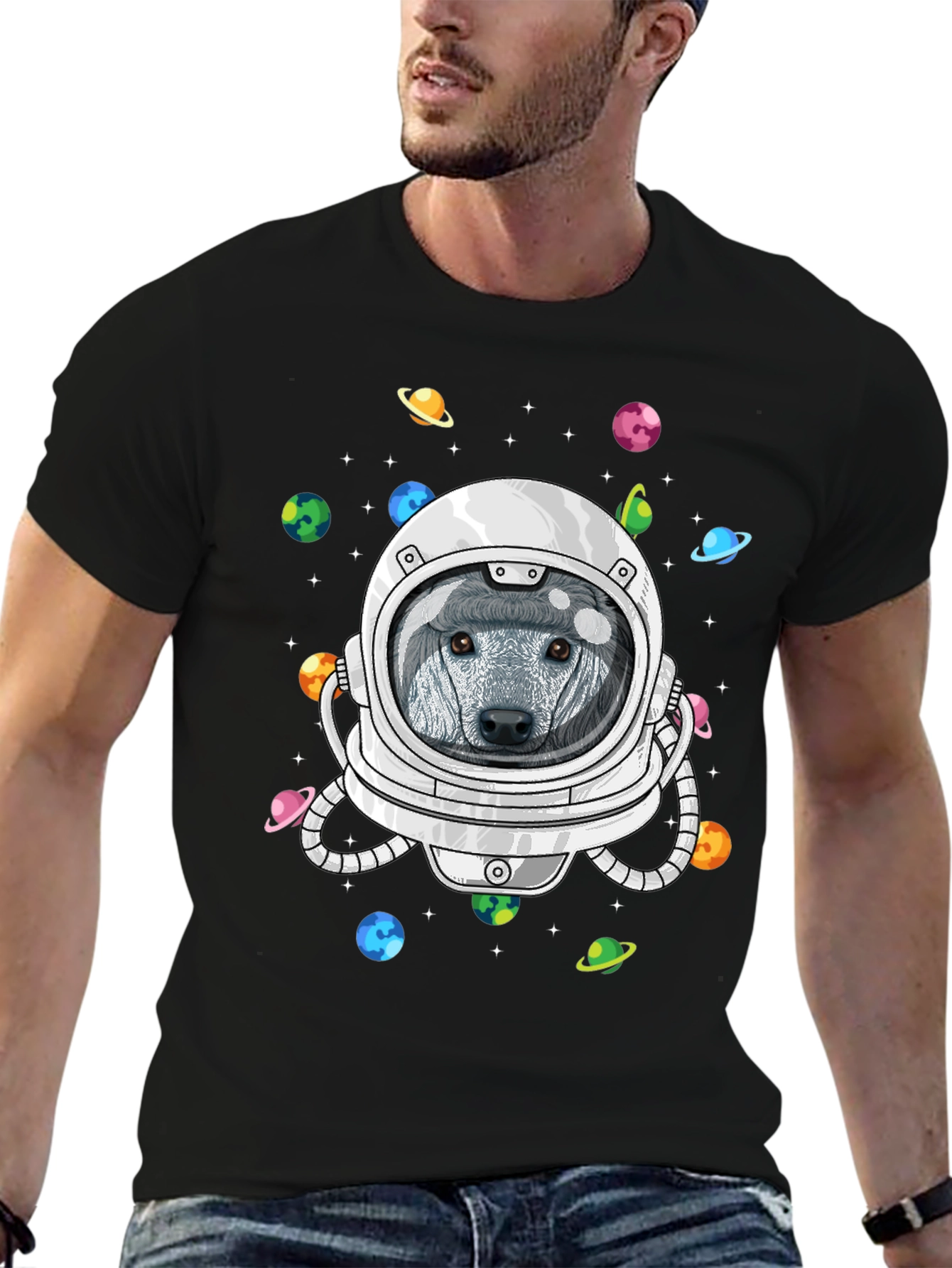 Astronaut Dog Space T-Shirt