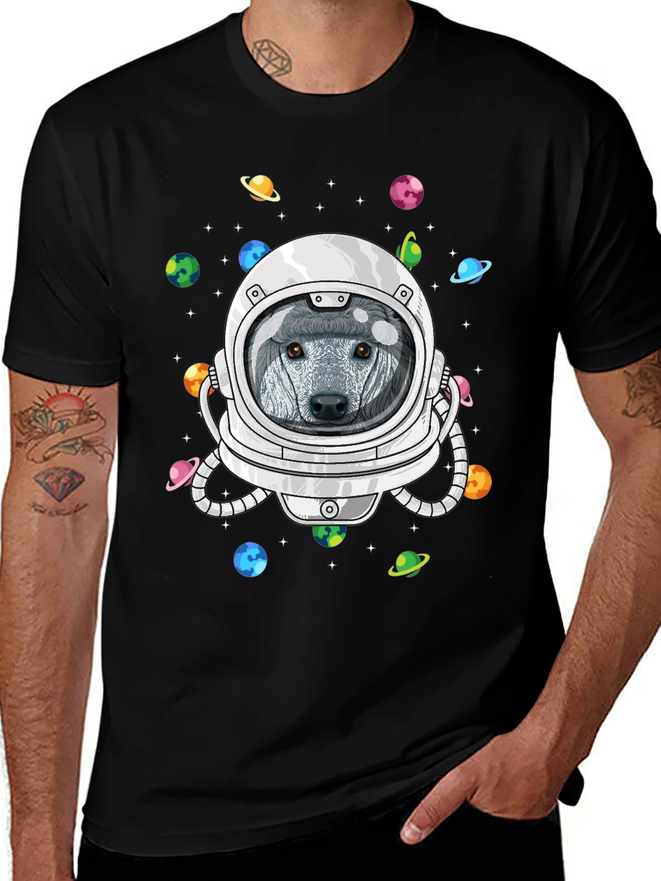 Astronaut Dog Space T-Shirt