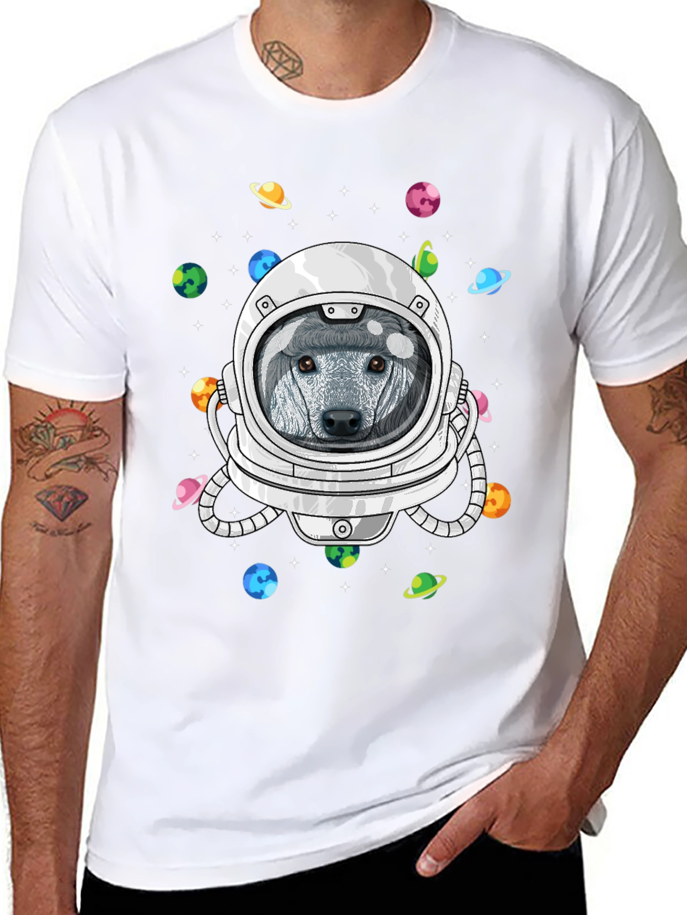 Astronaut Dog Space T-Shirt