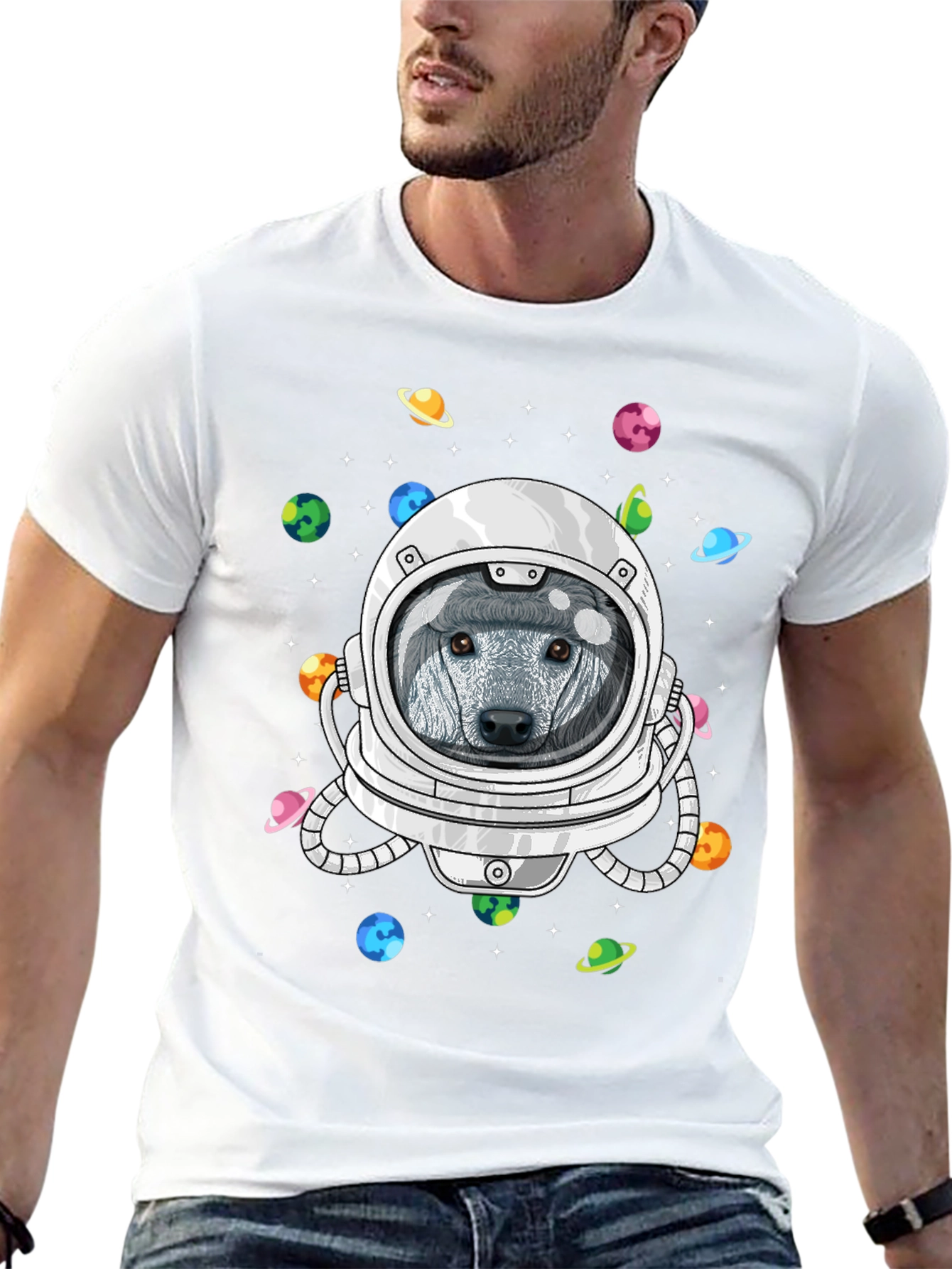 Astronaut Dog Space T-Shirt