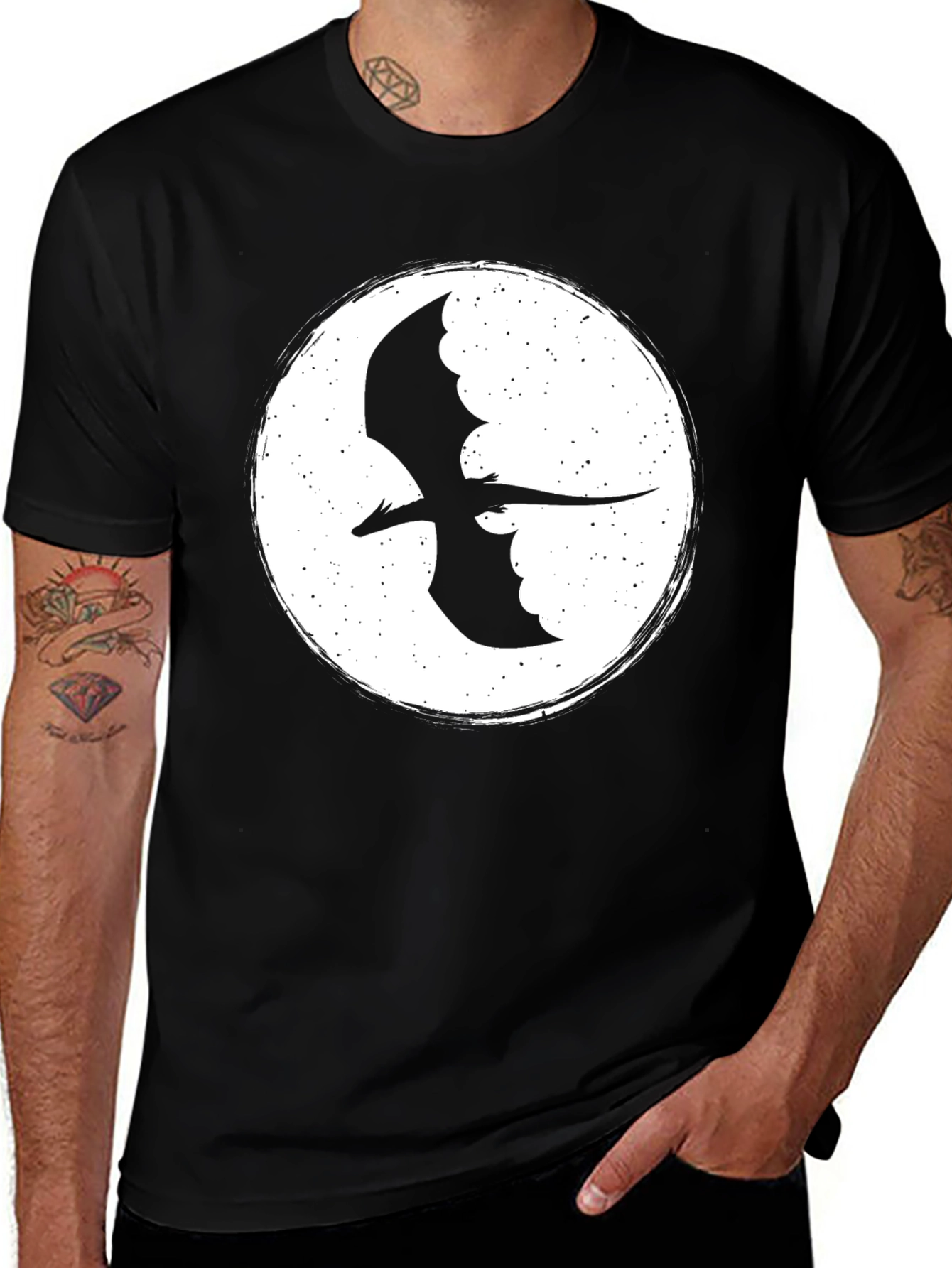 Dragon Silhouette Graphic Tee - Black