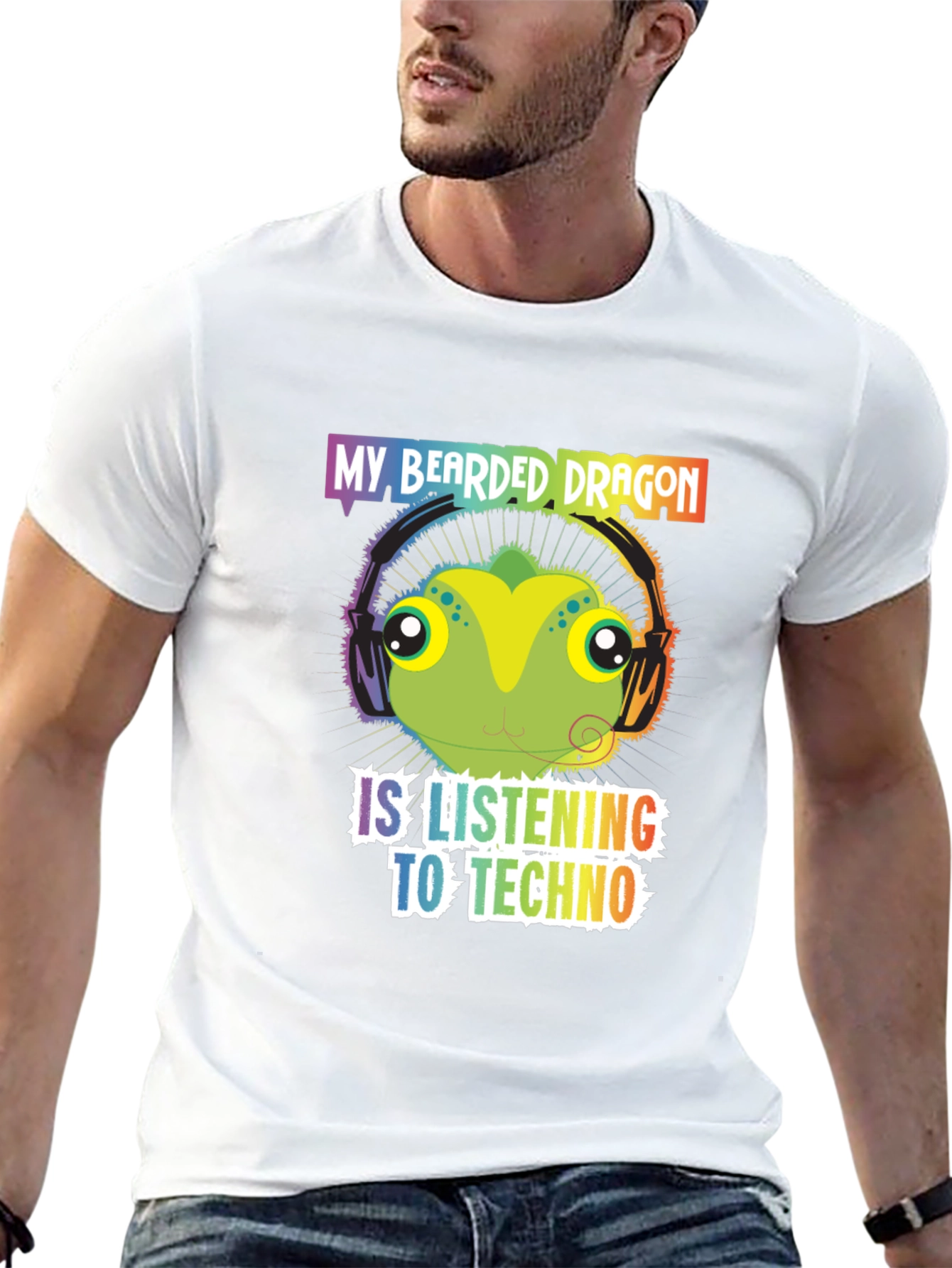 Bearded Dragon Techno Music T-Shirt
