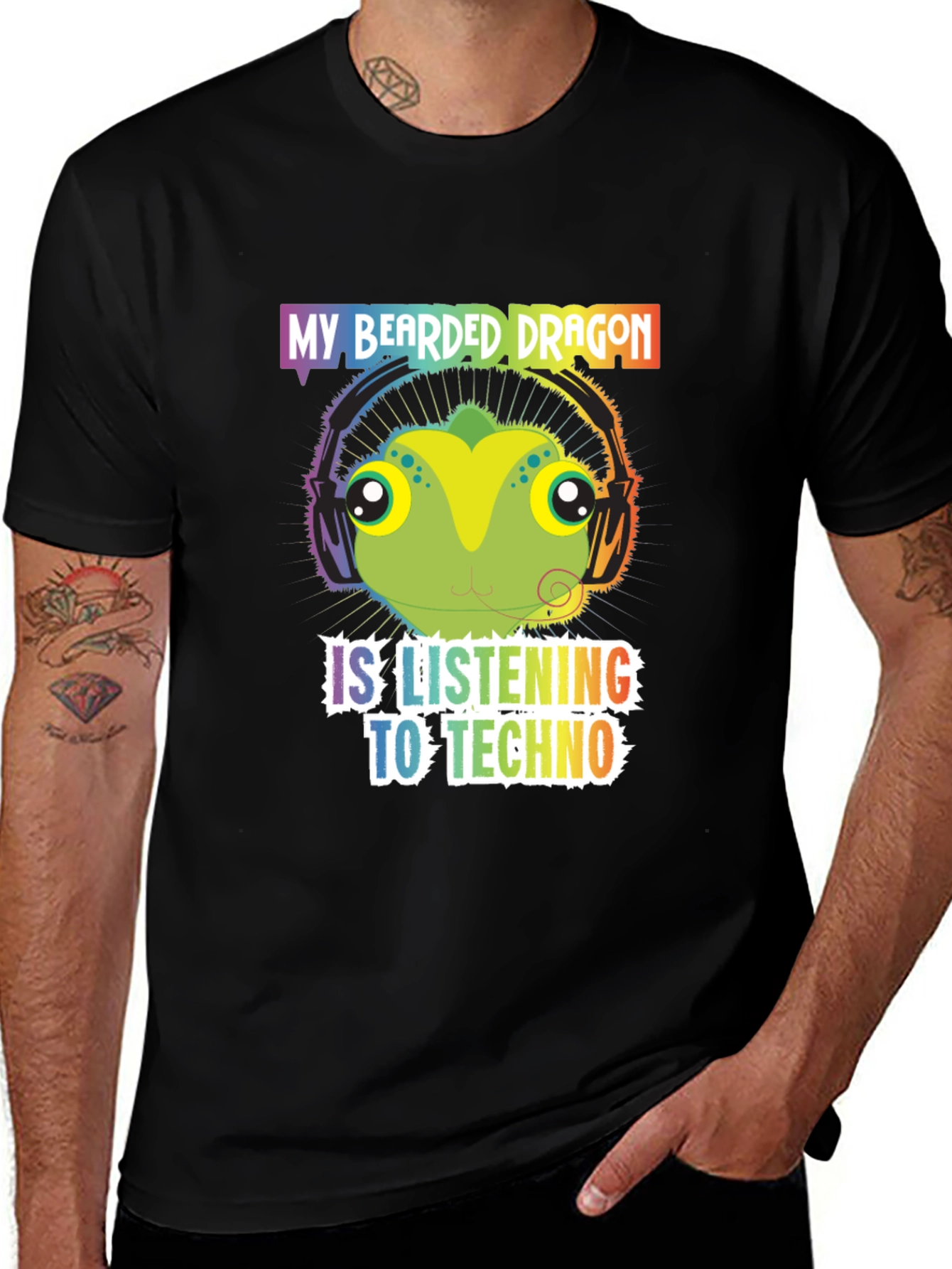 Bearded Dragon Techno Music T-Shirt