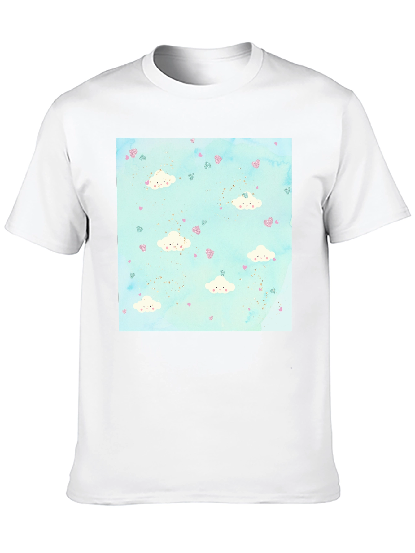 Cloud Heart Pattern Tee - Fun Stylish Black T-Shirt
