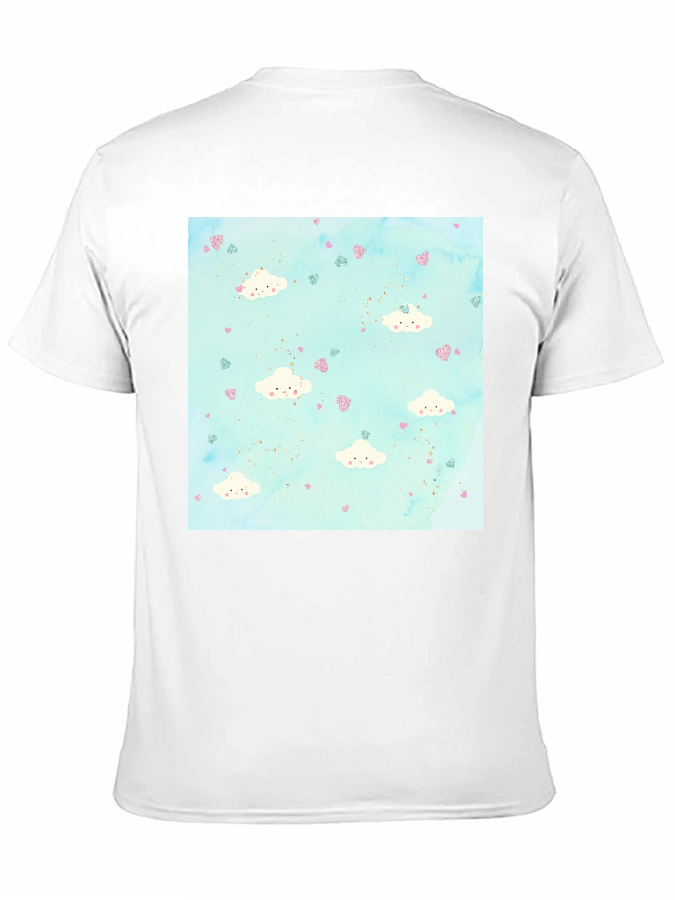 Cloud Heart Pattern Tee - Fun Stylish Black T-Shirt