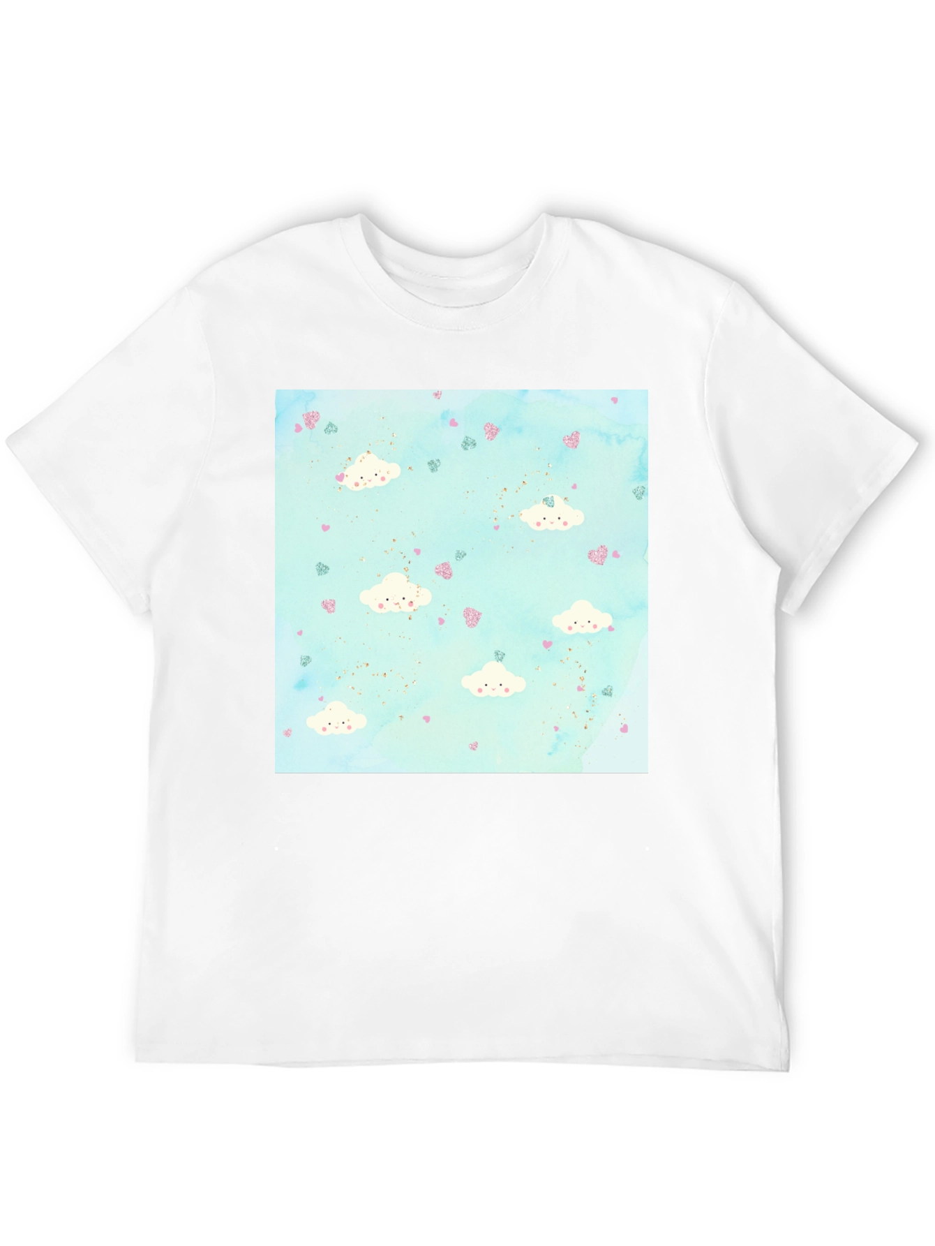 Cloud Heart Pattern Tee - Fun Stylish Black T-Shirt