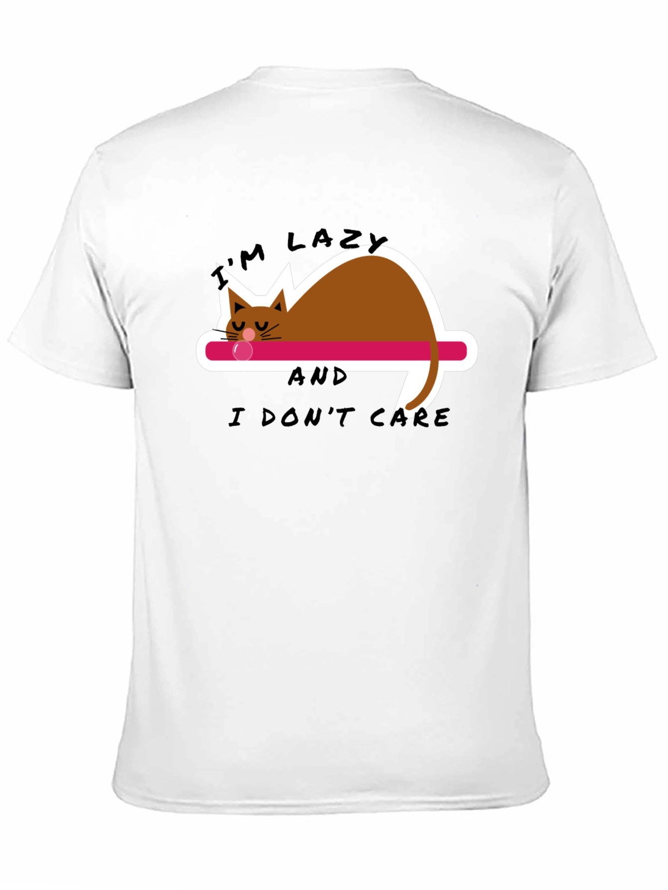 Lazy Cat Graphic Tee - Black Cotton Comfort
